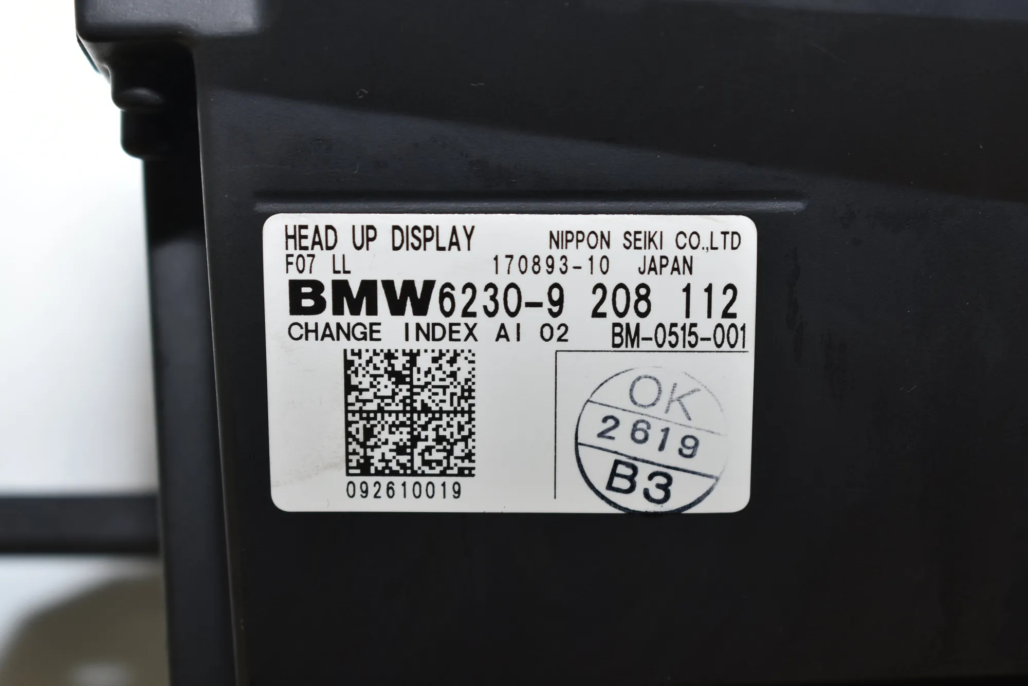 Head-Up Display – OEM 62309208112 · BMW 5 Gran Turismo (F07) 530 d 2010 – 6