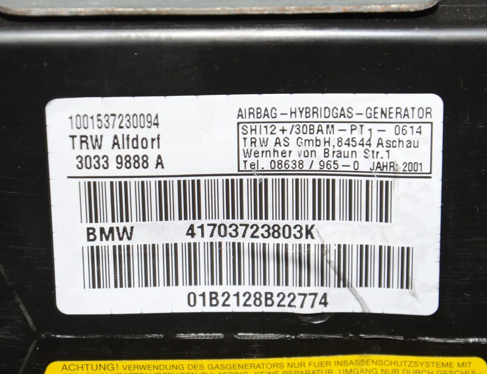 Rear Right Door Safety Bag SRS – OEM 7054948 · BMW 3 (E46) 330 d 2001 – 5