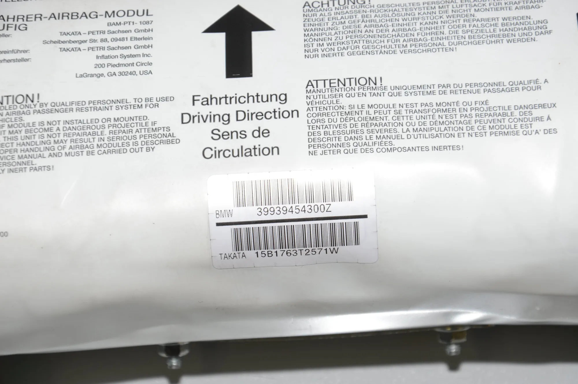 Dashboard Safety Bag SRS – OEM 9384807 · BMW 3 (E46) 330 d 2001 – 5