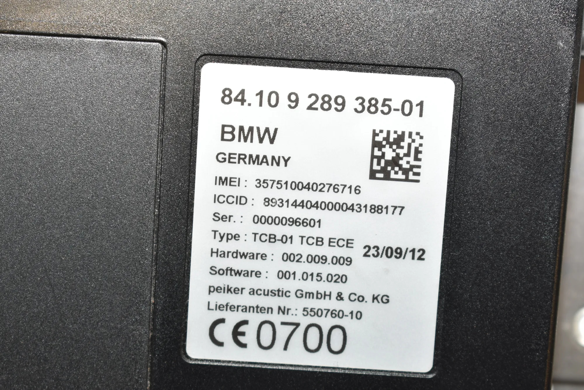 Bluetooth Control Unit – OEM 9289385 · BMW 5 Touring (F11) M 550 d xDrive 2012 – 4