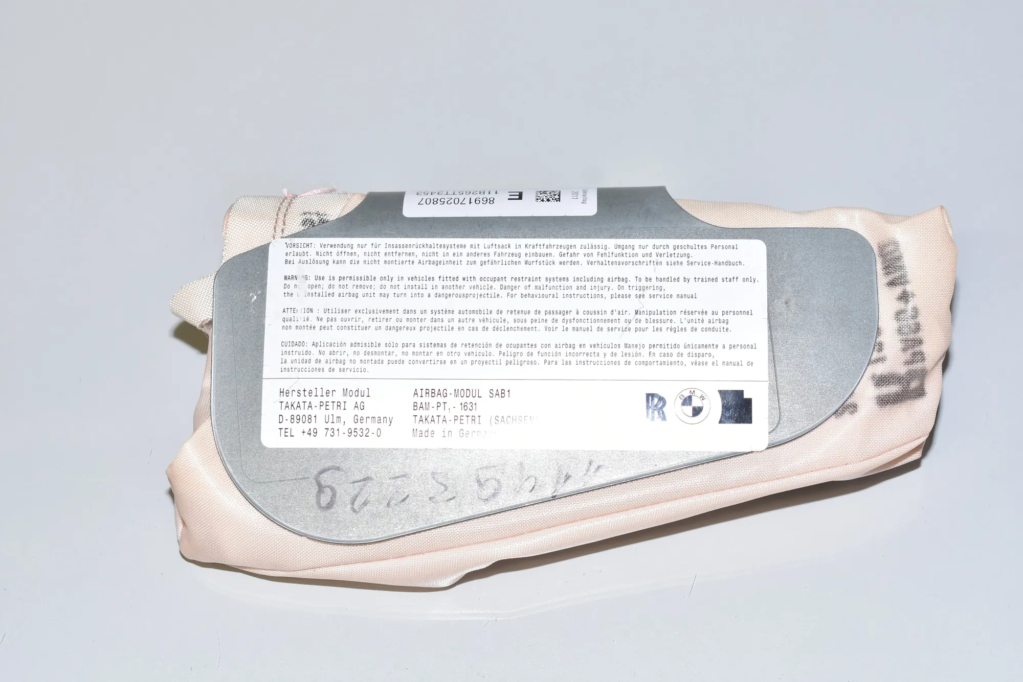Front Right Seat Safety Bag SRS – OEM 9170258 · BMW 5 Touring (F11) 520 d 2011