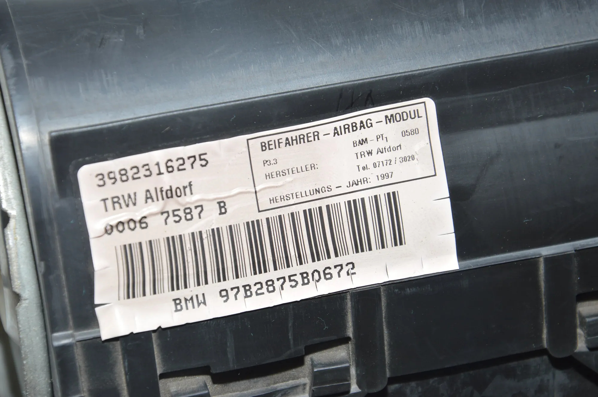 Dashboard Safety Bag SRS – OEM 8231627 · BMW 5 (E39) 520 i 1997 – 6