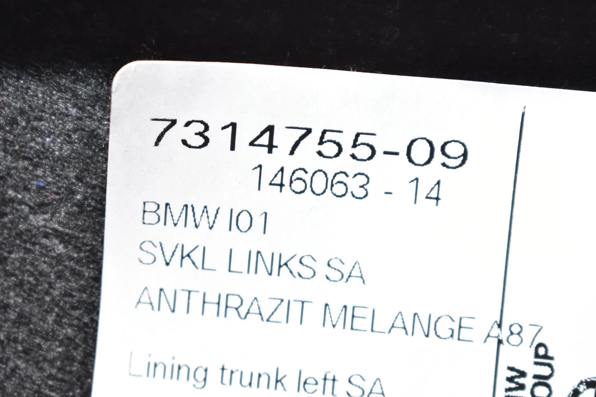Left Side Trunk Trim – OEM 7314755 · BMW i3 (I01) Electric 2018 – 4