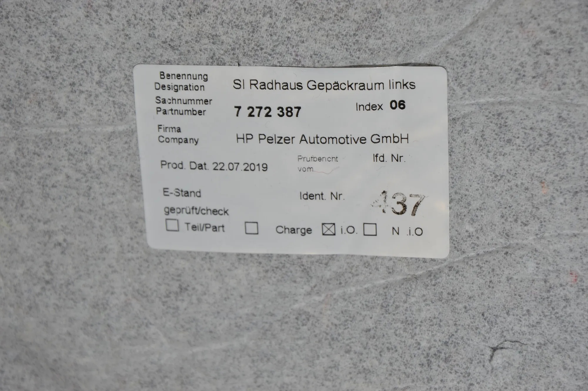 Other Body Parts – OEM 7272387 · BMW i3 (I01) Electric 2019 – 5