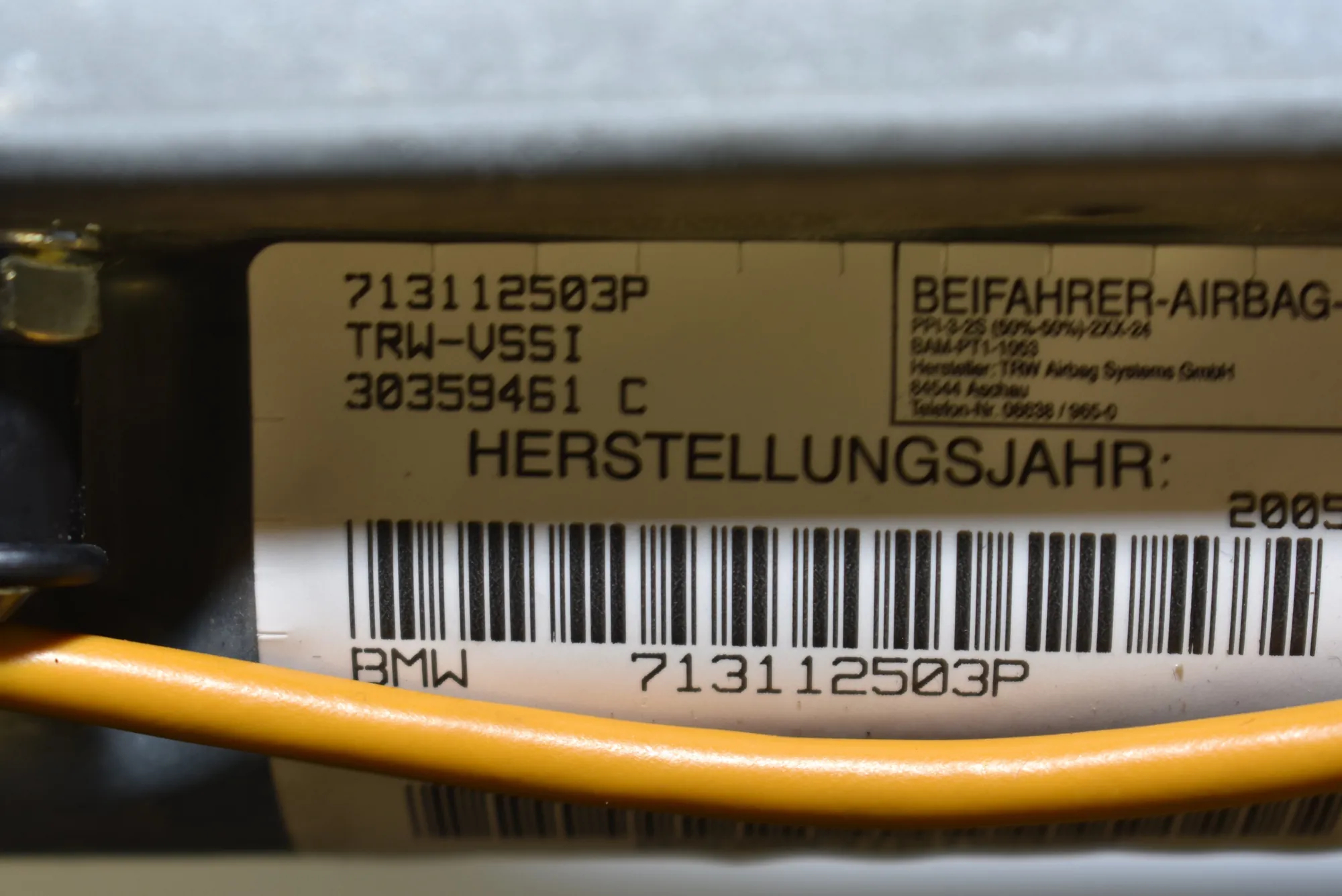 Dashboard Safety Bag SRS – OEM 7131125 · BMW X5 (E53) 3.0 d 2005 – 4