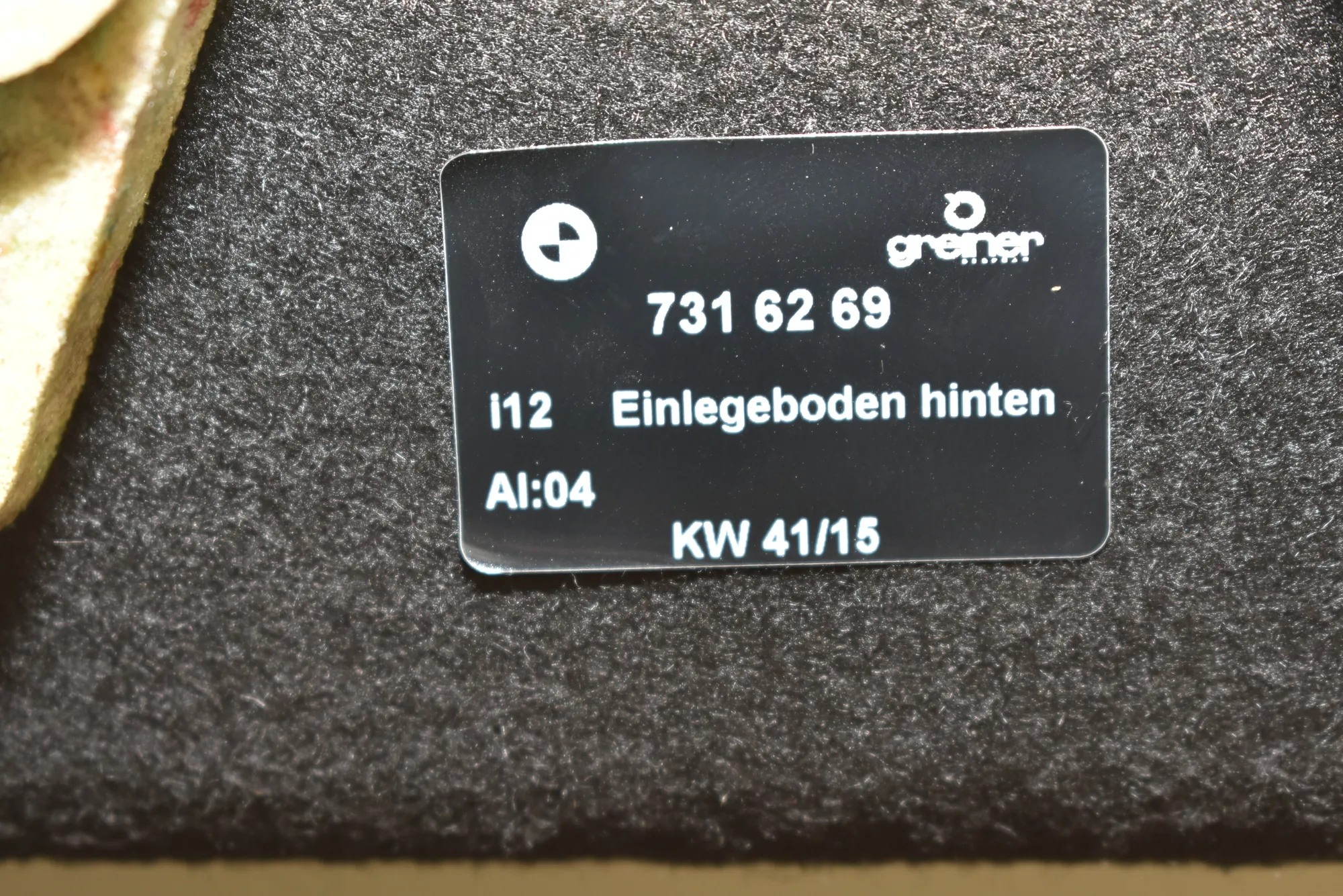 Trunk Boot Carpet – OEM 7316269 · BMW i8 (I12) BMW i8 (I12) hybrid 2018 – 4
