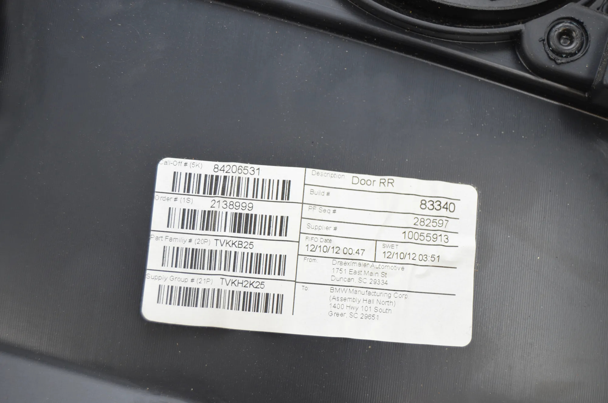 Rear Right Door Panel – OEM 7279906 · BMW X3 (F25) xDrive 20 d 2012 – 4