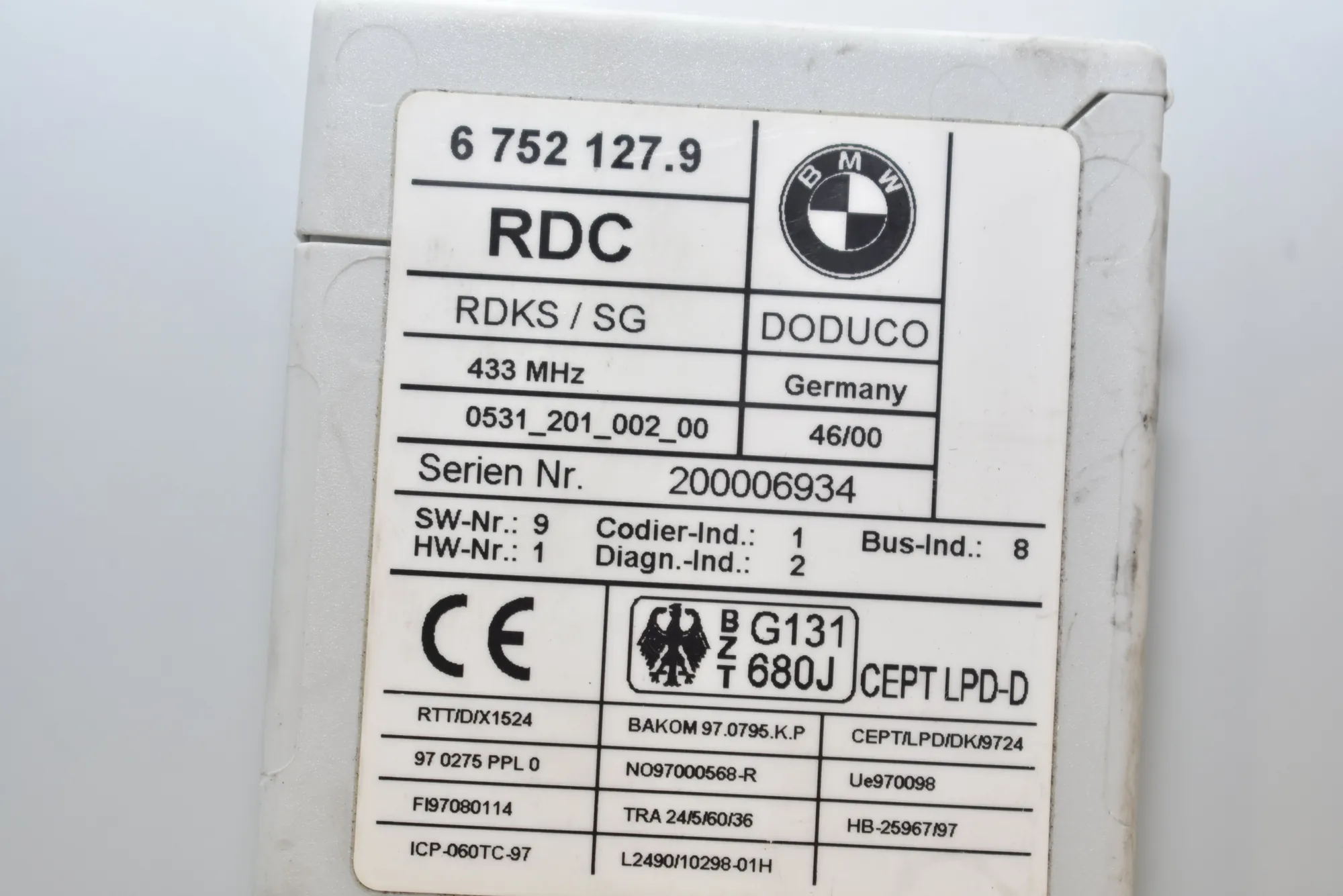Other Control Units – OEM 6752127 · BMW 5 Touring (E39) 530 d 2000 – 4