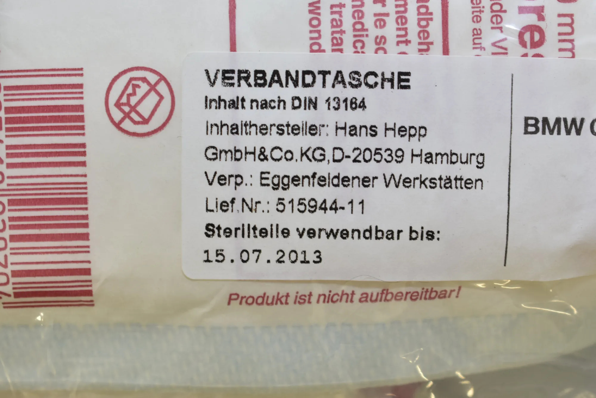 First Aid Kit – OEM 9133331 · BMW 1 Cabrio (E88) 120 d 2008 – 3