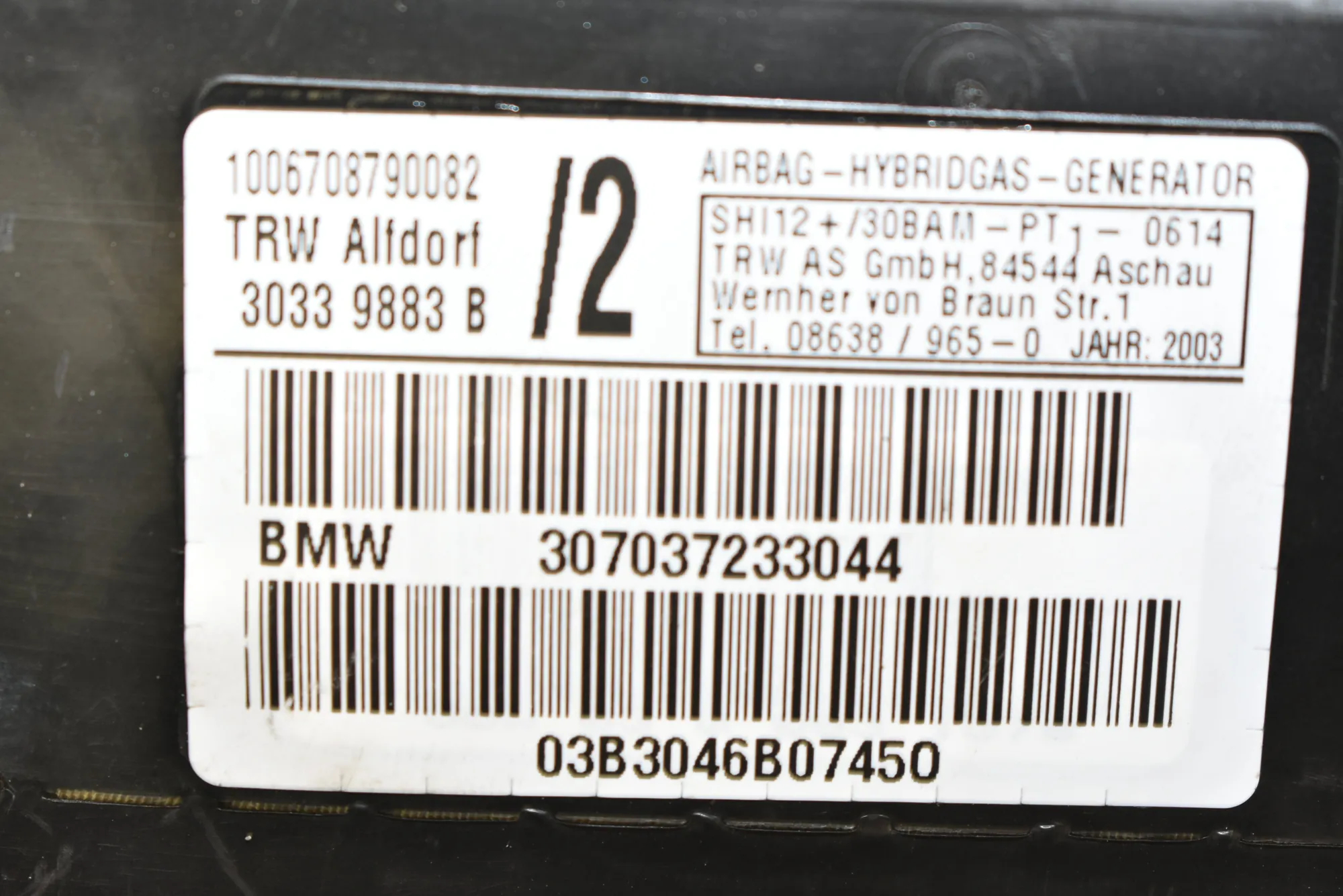 Front Left Door Safety Bag SRS – OEM 7037233 · BMW X5 (E53) 3.0 d 2004 – 4