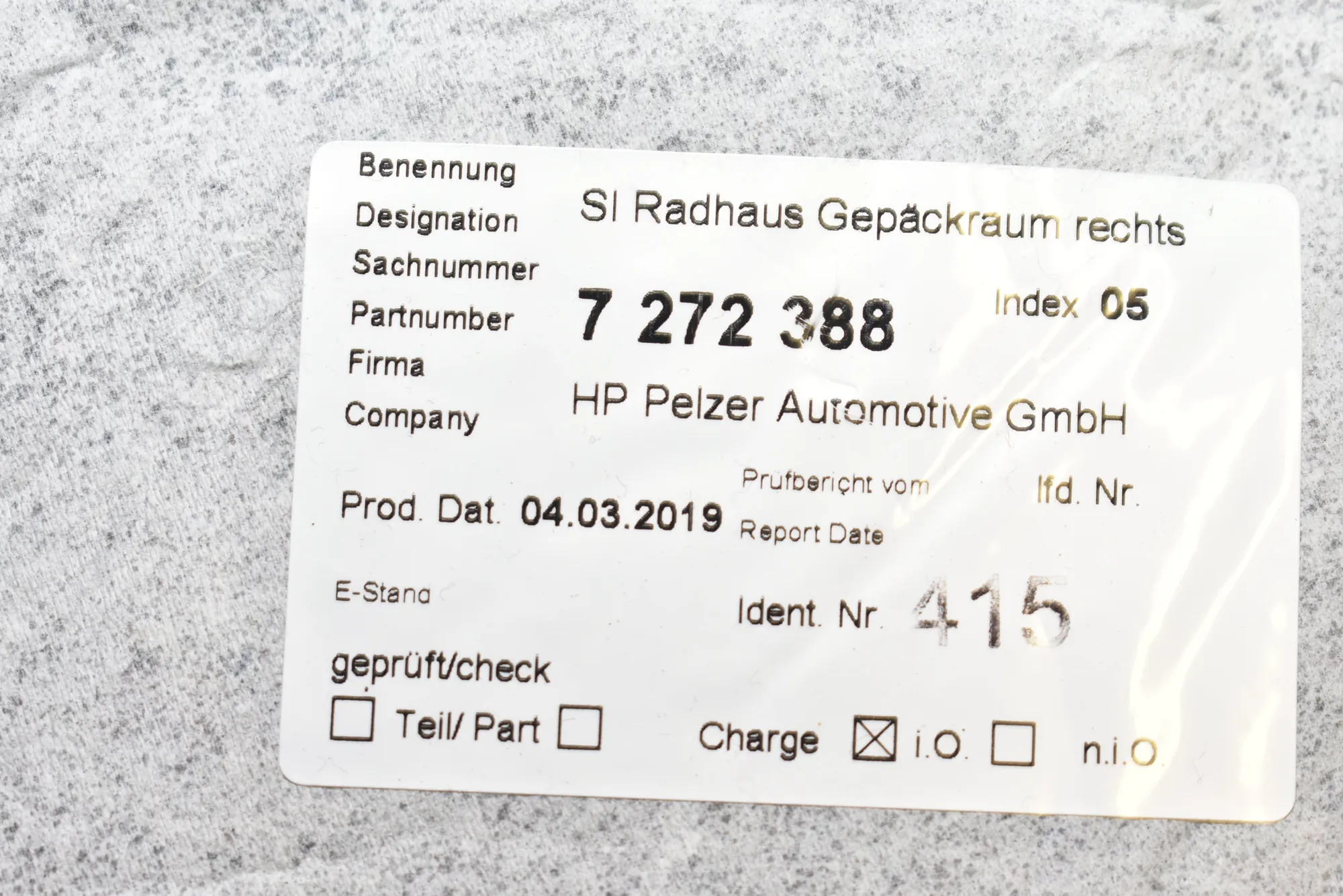 Other Body Parts – OEM 7272388 · BMW i3 (I01) Electric 2019 – 5