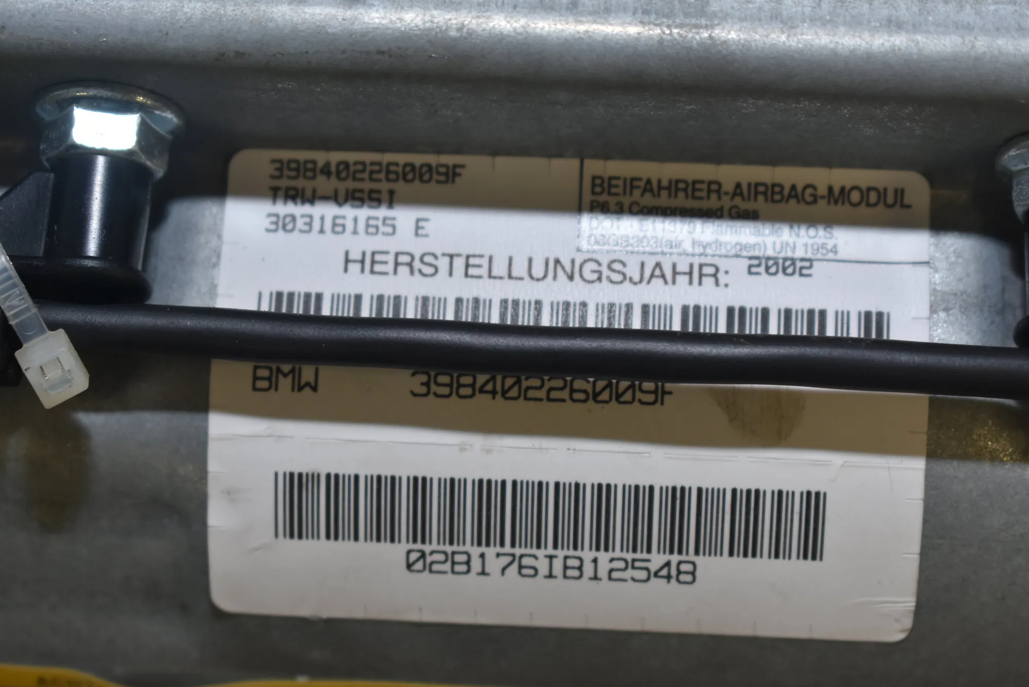 Dashboard Safety Bag SRS – OEM 8402260 · BMW X5 (E53) 4.6 is 2002 – 4