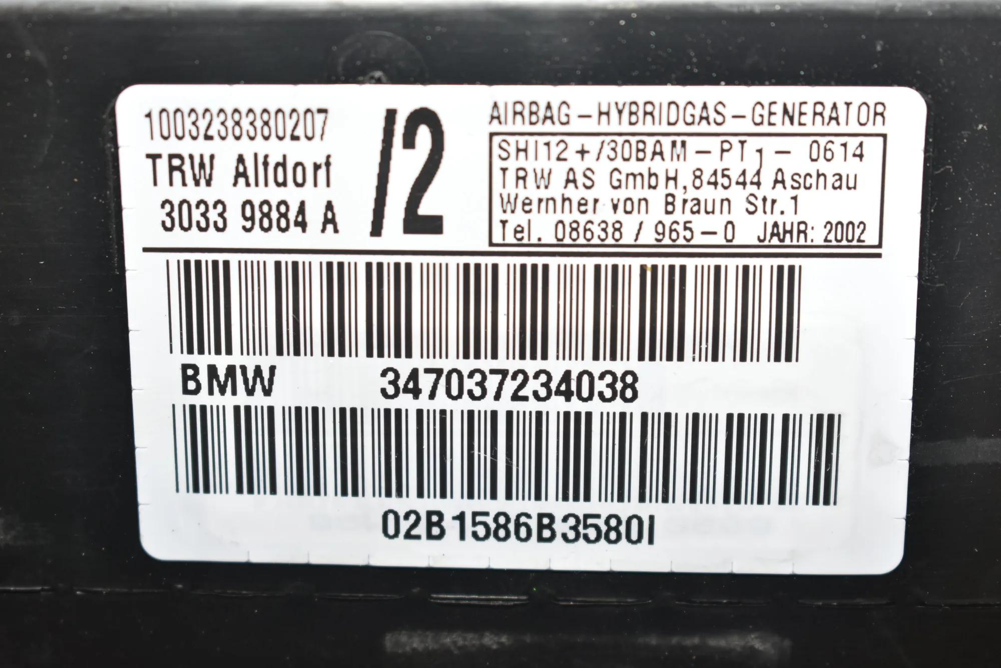 Front Right Door Safety Bag SRS – OEM 7037234 · BMW X5 (E53) 4.6 is 2002 – 4