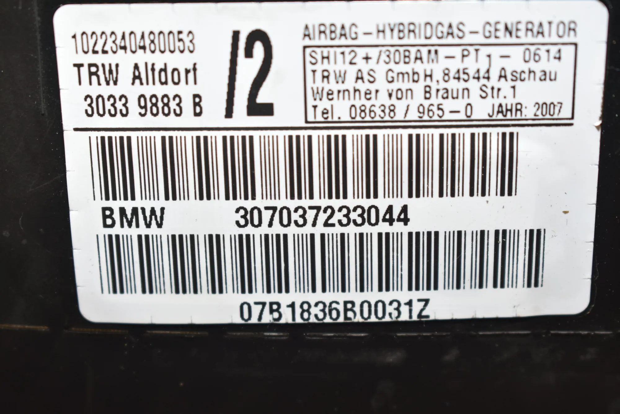 Front Left Door Safety Bag SRS – OEM 7037233 · BMW X5 (E53) 4.6 is 2002 – 4