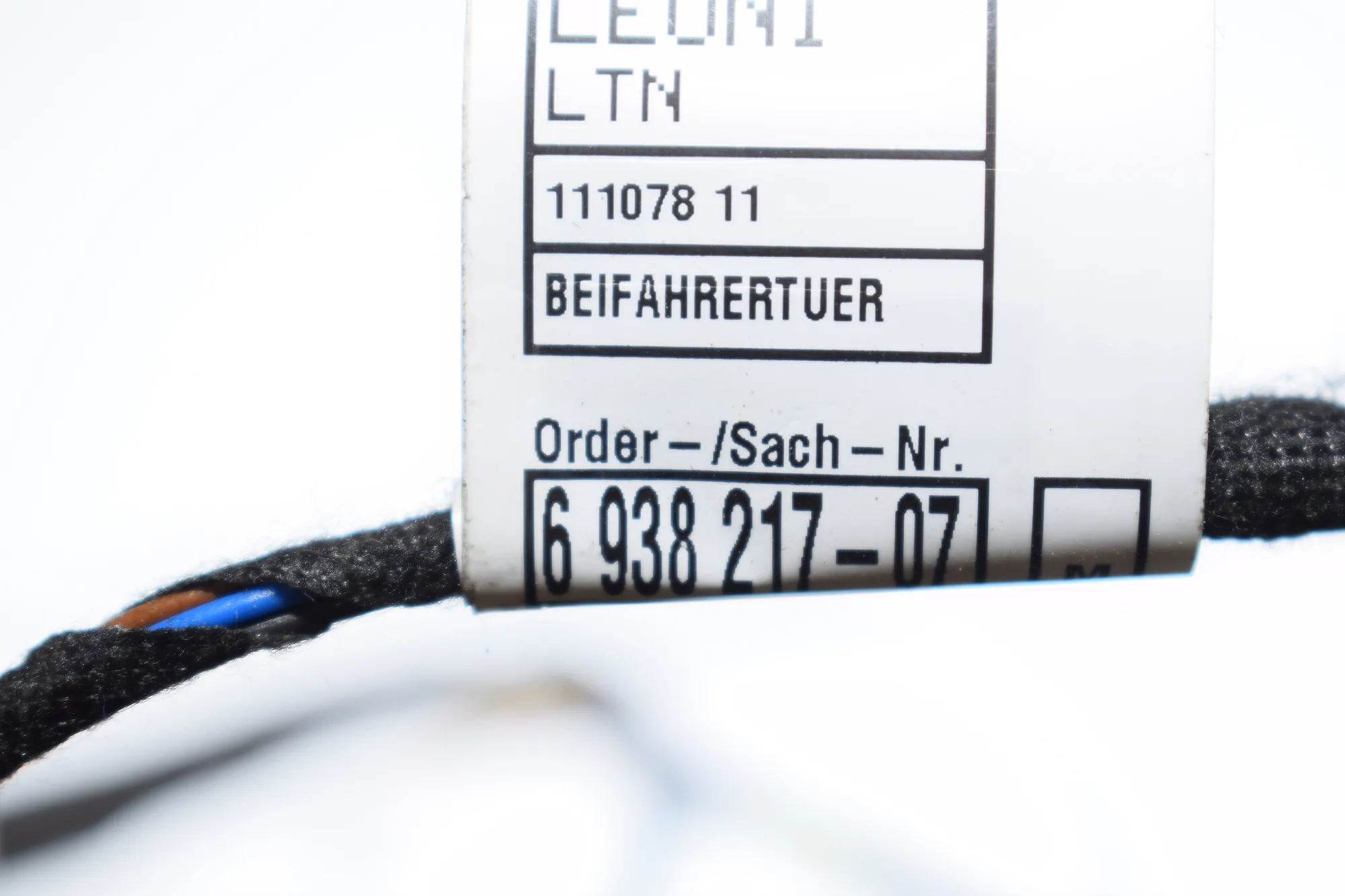 Front Left Door Wiring – OEM 6938217 · BMW 3 Touring (E91) 325 d 2011 – 4