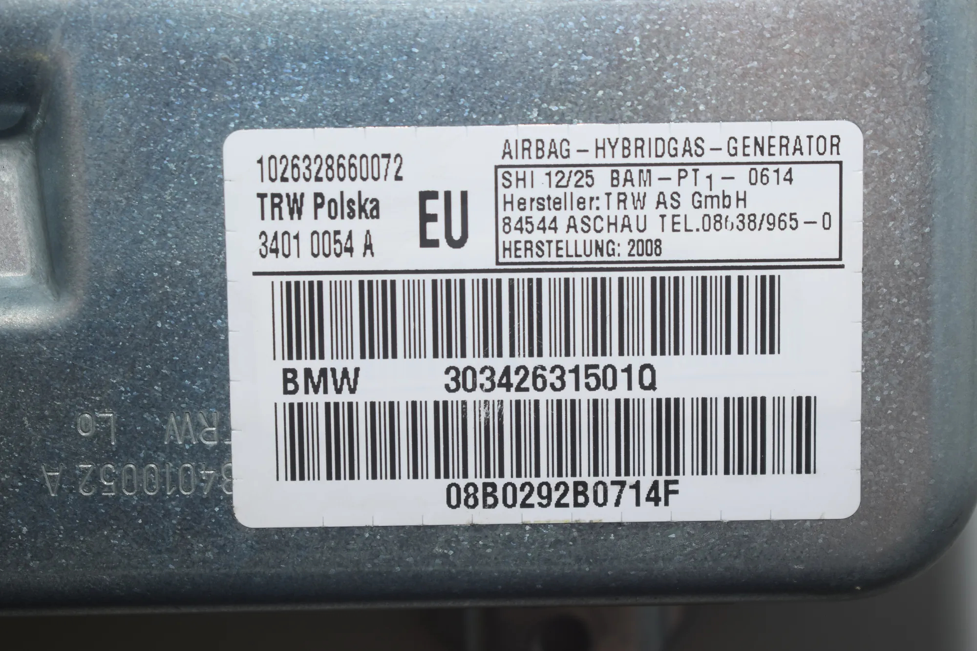 Front Left Door Safety Bag SRS – OEM 3426315 · BMW X3 (E83) xDrive 20 d 2008 – 4