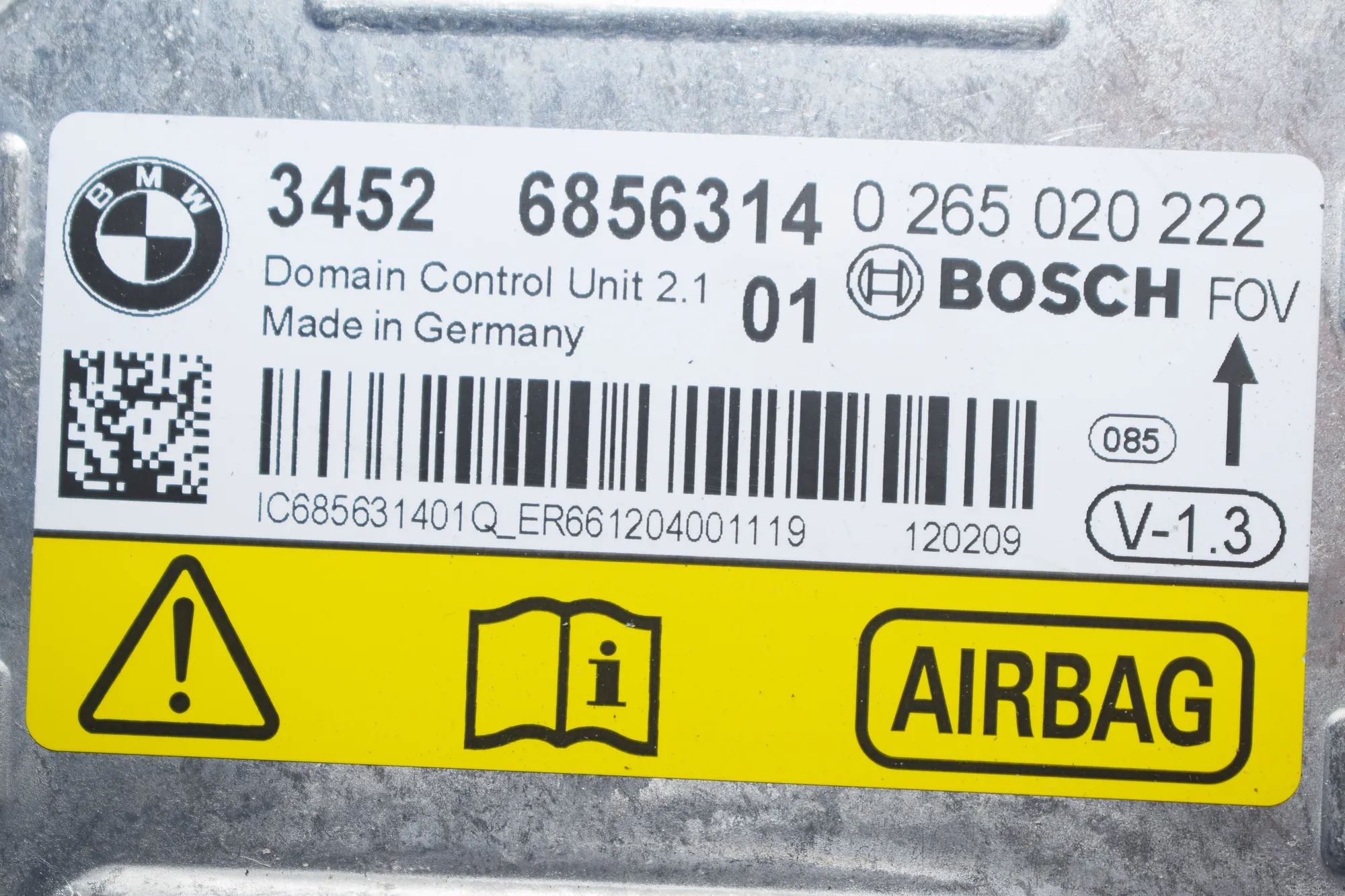 SRS Control Unit – OEM 6856314 · BMW 3 (F30, F80) 328 i 2012 – 3