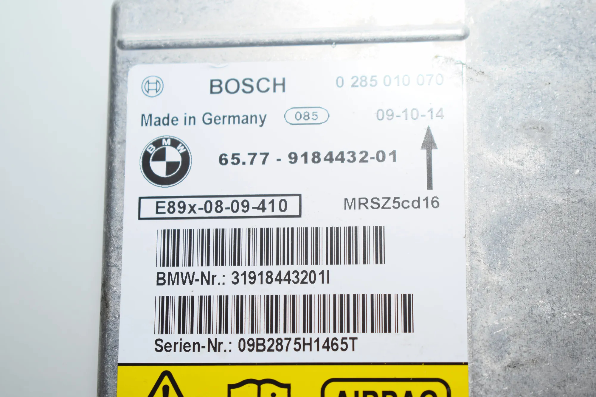 SRS Control Unit – OEM 9184432 · BMW 3 (E90) 316 d 2009 – 4