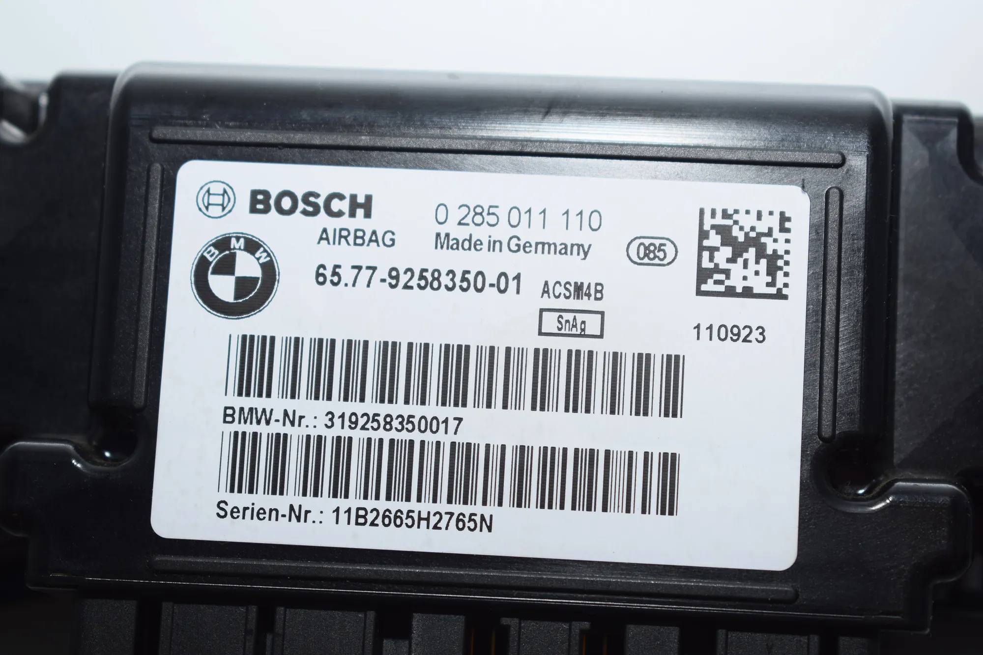 SRS Control Unit – OEM 9258350 · BMW 1 (F20) 118 d 2011 – 4