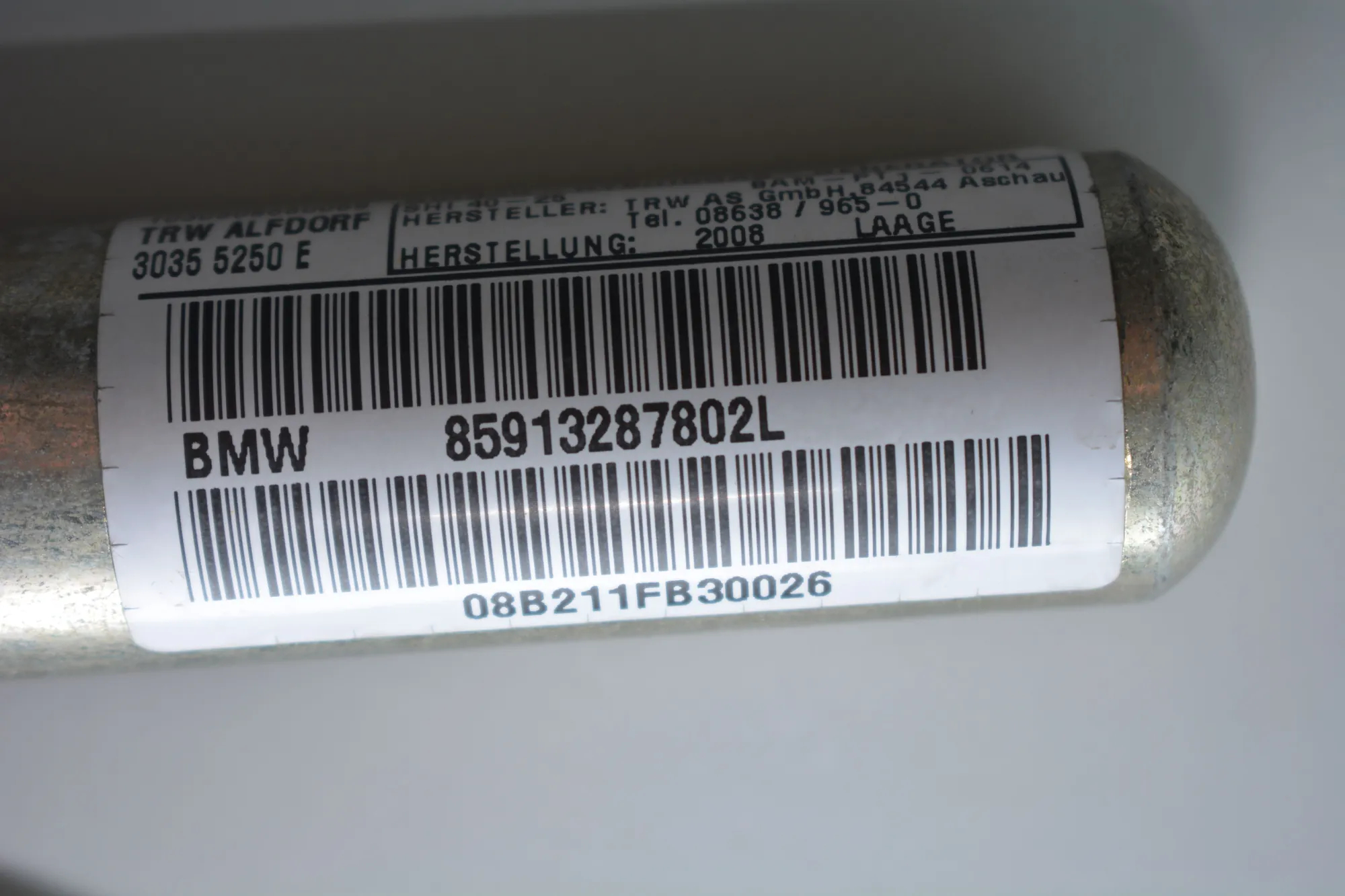 Right Side Roof Safety Curtain SRS – OEM 9132878 · BMW 1 (E87) 118 d 2008 – 3