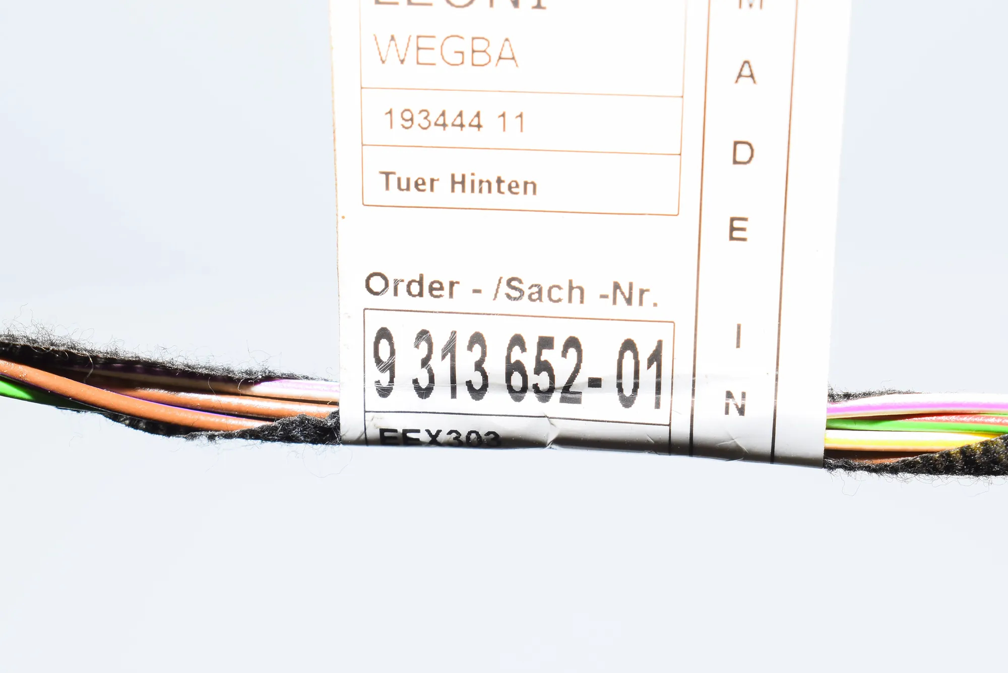 Rear Left Door Wiring – OEM 9313652 · BMW 3 (F30, F80) 320 d Efficient Dynamics 2014 – 5