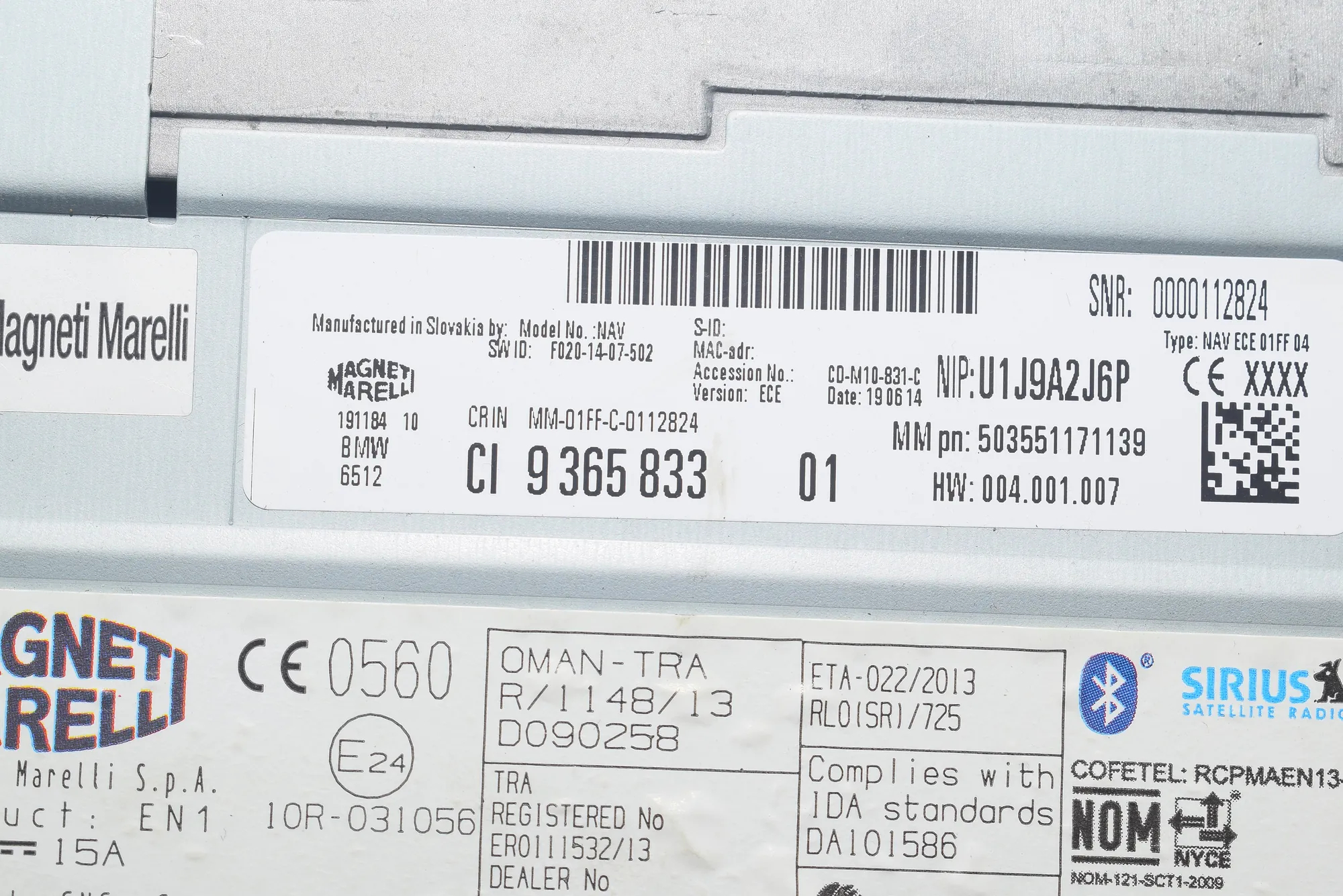 Navigation System – OEM 9365833 · BMW 3 (F30, F80) 320 d Efficient Dynamics 2014 – 10