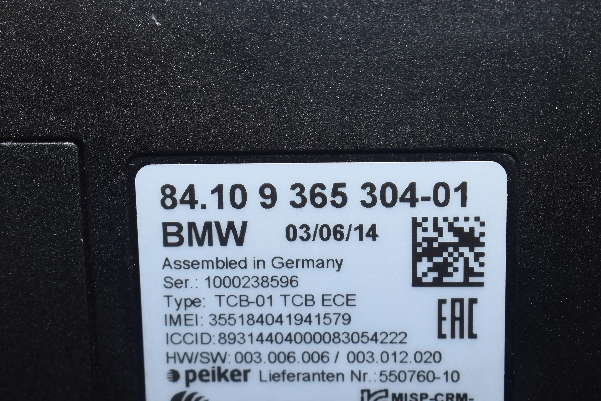 Bluetooth Control Unit – OEM 9365304 · BMW 3 (F30, F80) 320 d Efficient Dynamics 2014 – 5