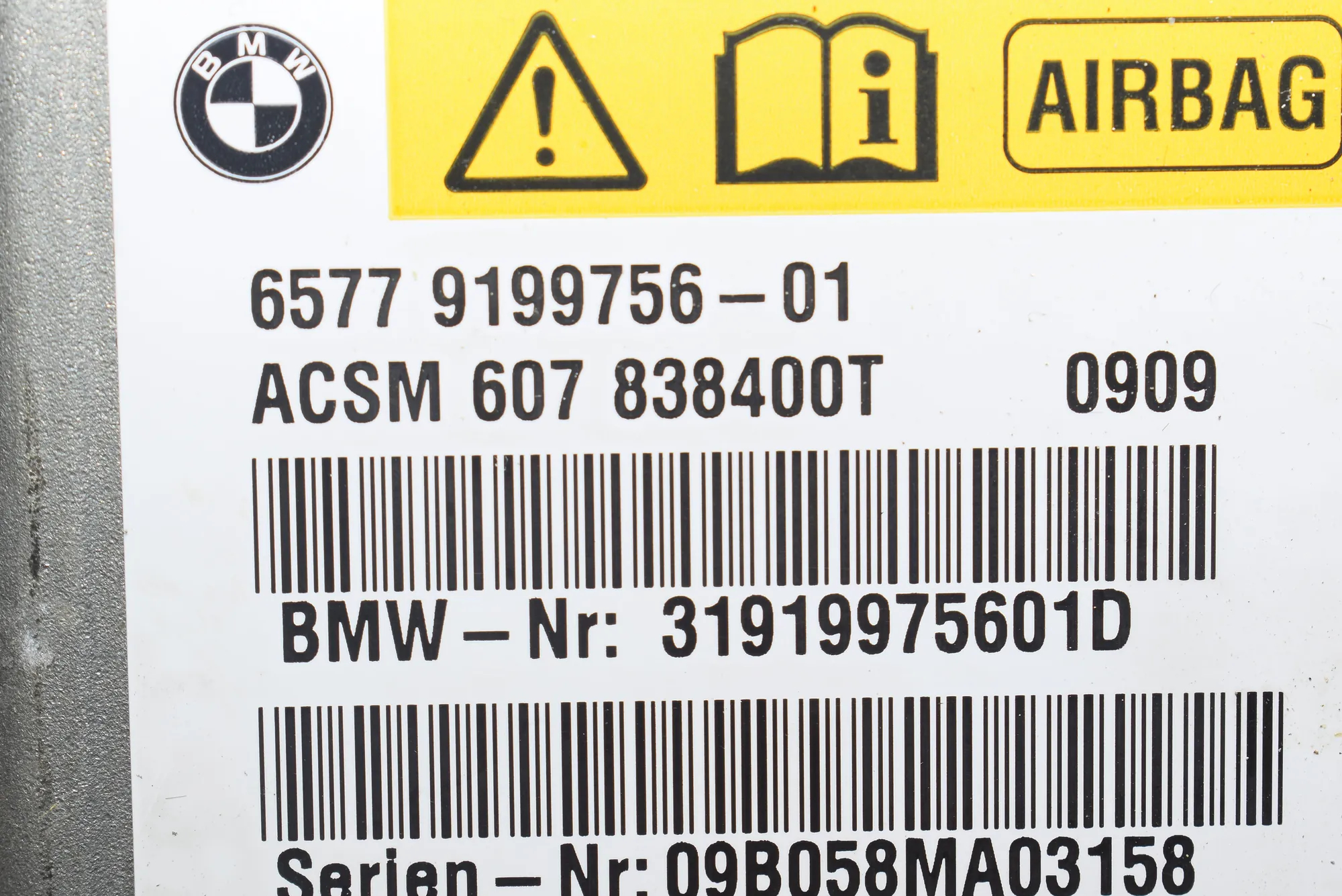 SRS Control Unit – OEM 9199756 · BMW 7 (F01, F02) 730 d 2009 – 4