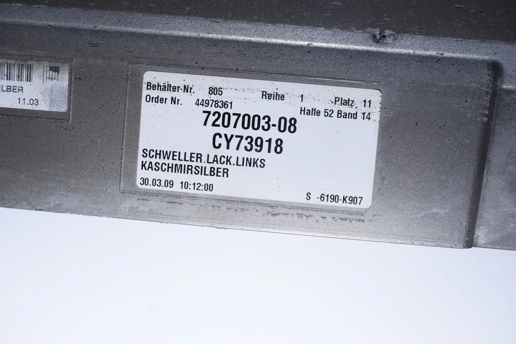 Left Side Plastic Sideskirt Cover – OEM 7207003 · BMW 7 (F01, F02) 730 d 2009 – 11