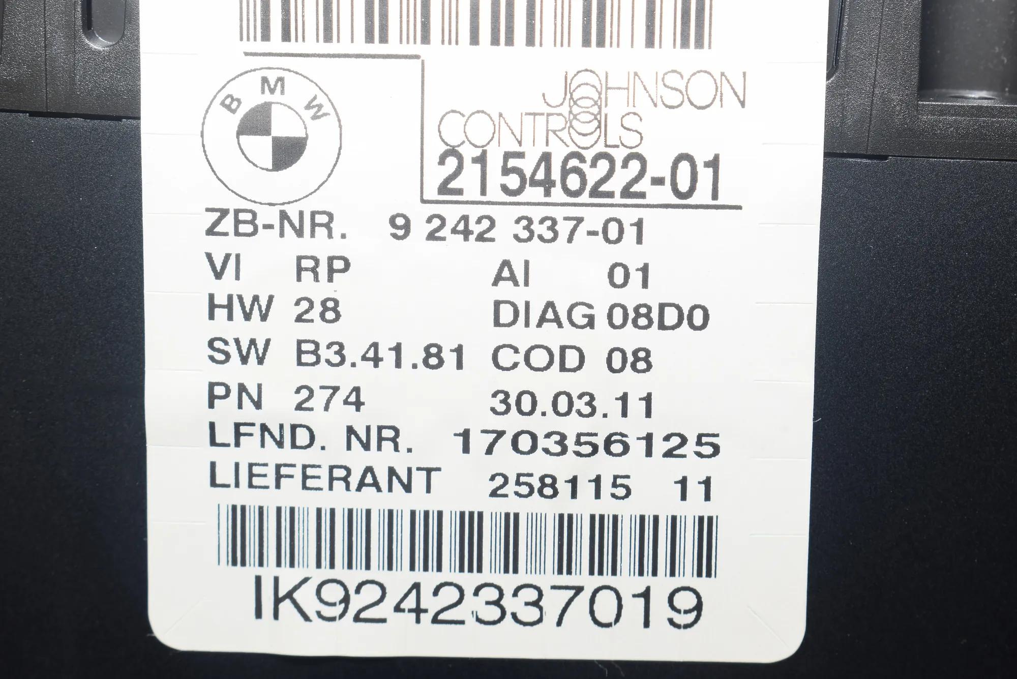 Instrument Cluster Speedometer – OEM 9242337 · BMW 1 Coupe (E82) 123 d 2011 – 6