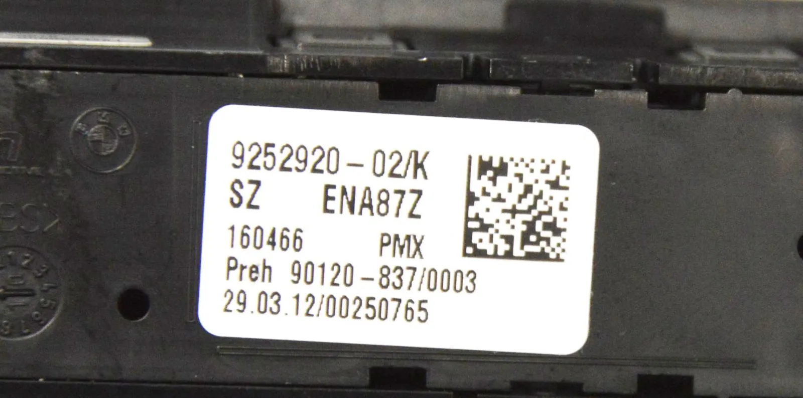 Button Switch Panel – OEM 9252920 · BMW 3 (F30, F80) 320 d 2012 – 4