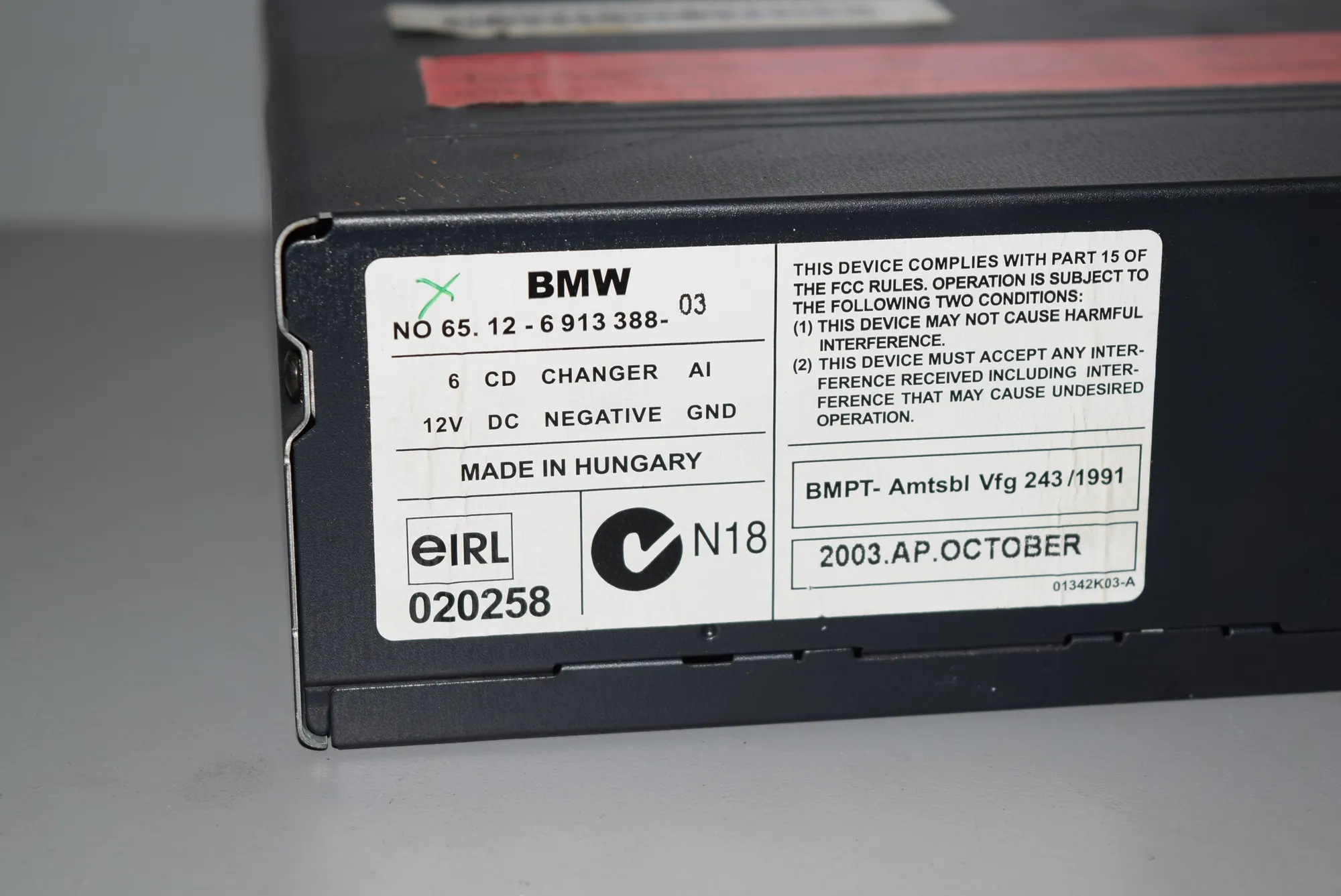 CD Changer – OEM 65126913388 · BMW X5 (E53) 3.0 i 2004 – 3