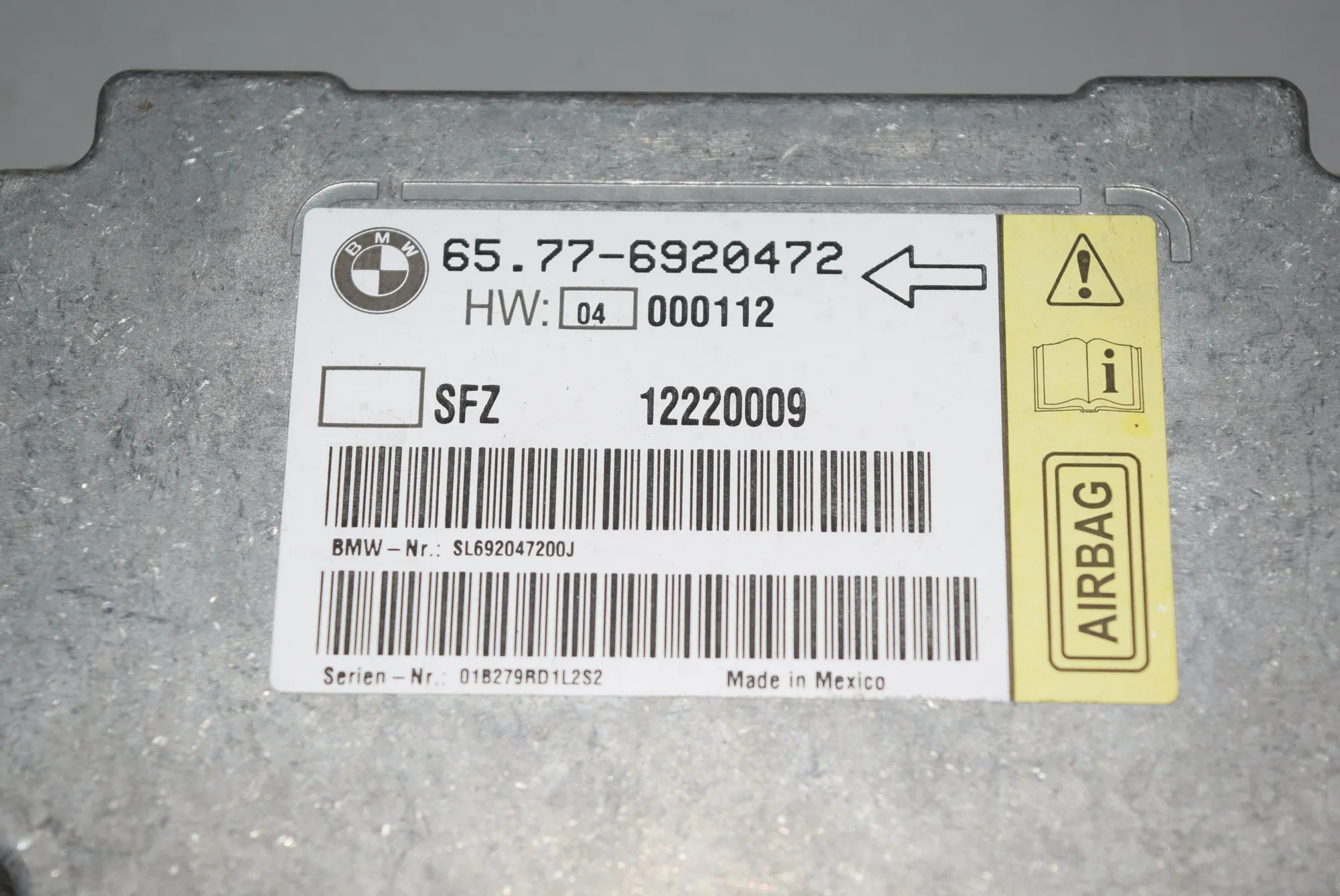 SRS Control Unit – OEM 6920472 · BMW 7 (E65, E66, E67) BMW 7 (E65, E66, E67) 735 i, Li 2001