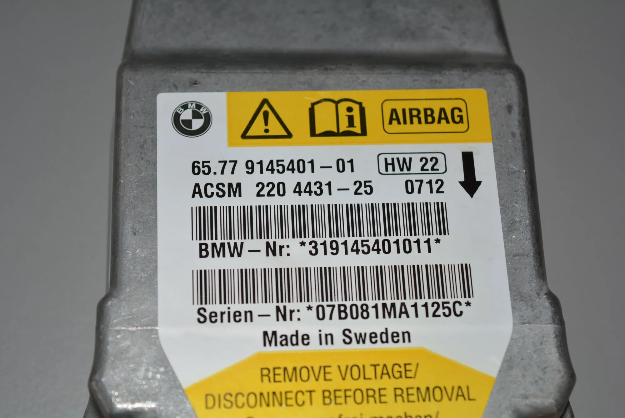 SRS Control Unit – OEM 65779145401 · BMW 5 (E60) 530 d 2007 – 2