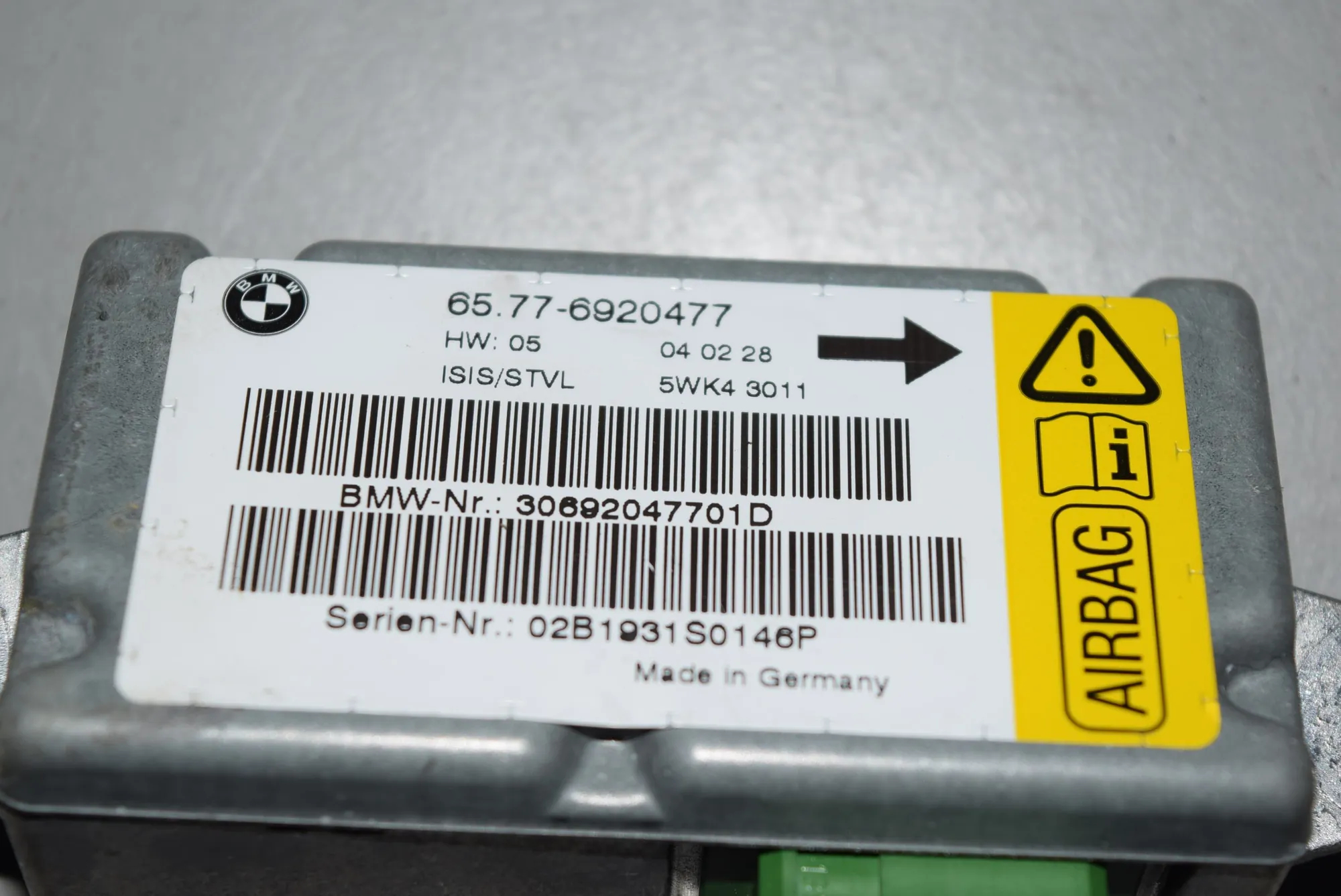SRS Control Unit – OEM 6920477 · BMW 7 (E65, E66, E67) BMW 7 (E65, E66, E67) 735 i, Li 2002 – 2