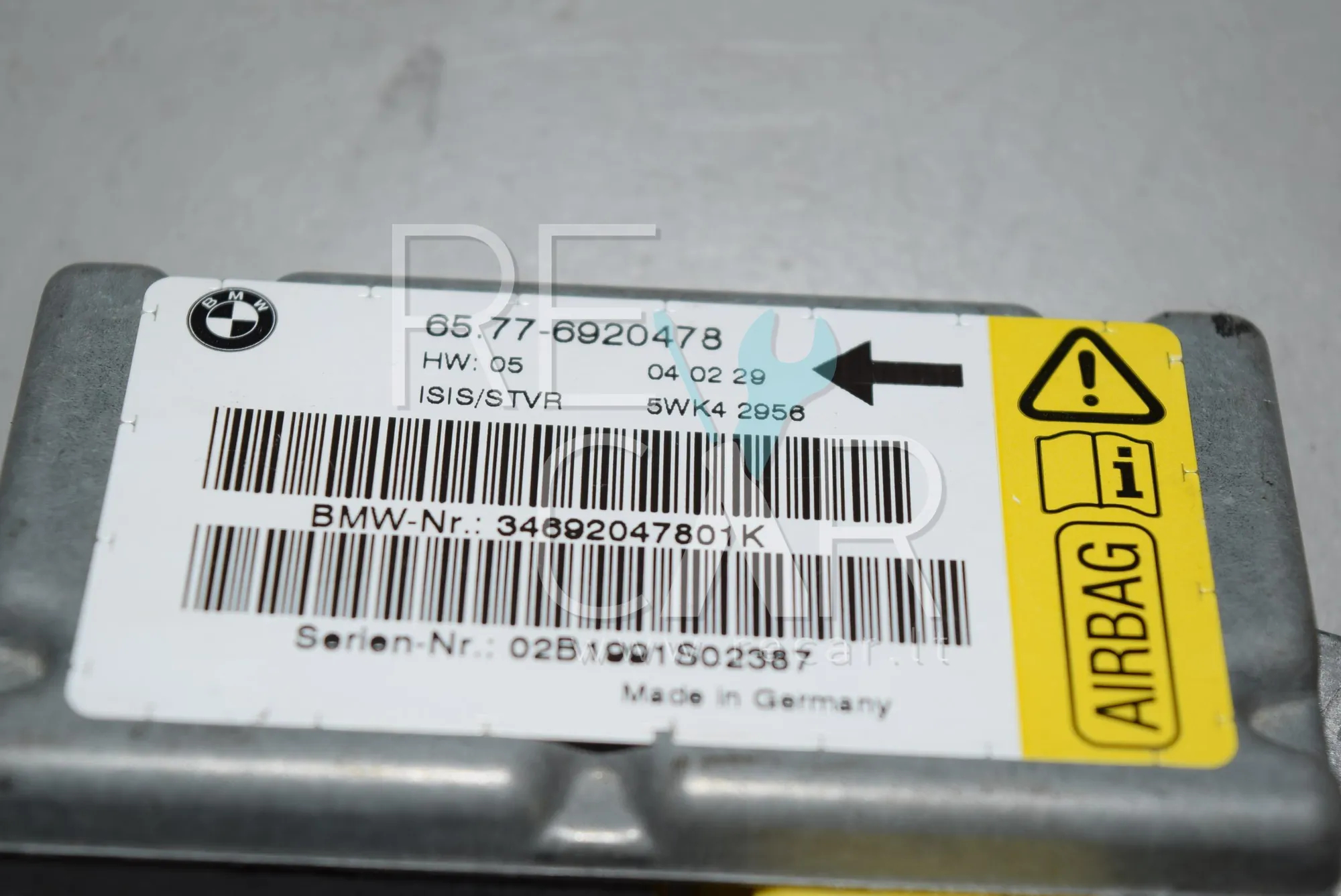 SRS Control Unit – OEM 6920478 · BMW 7 (E65, E66, E67) BMW 7 (E65, E66, E67) 735 i, Li 2002 – 3