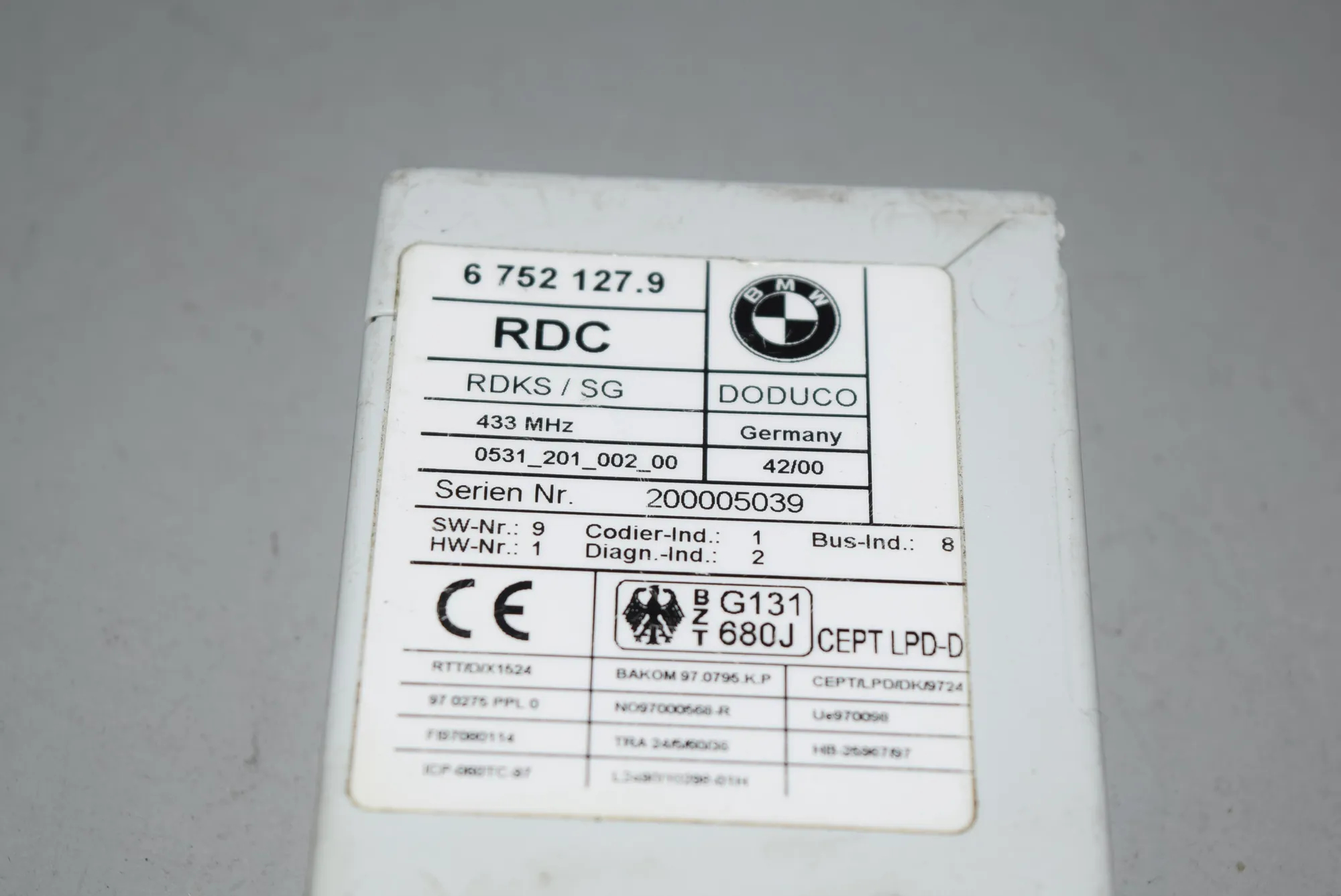 Other Control Units – OEM 6752127 · BMW 5 (E39) BMW 5 (E39) 2000
