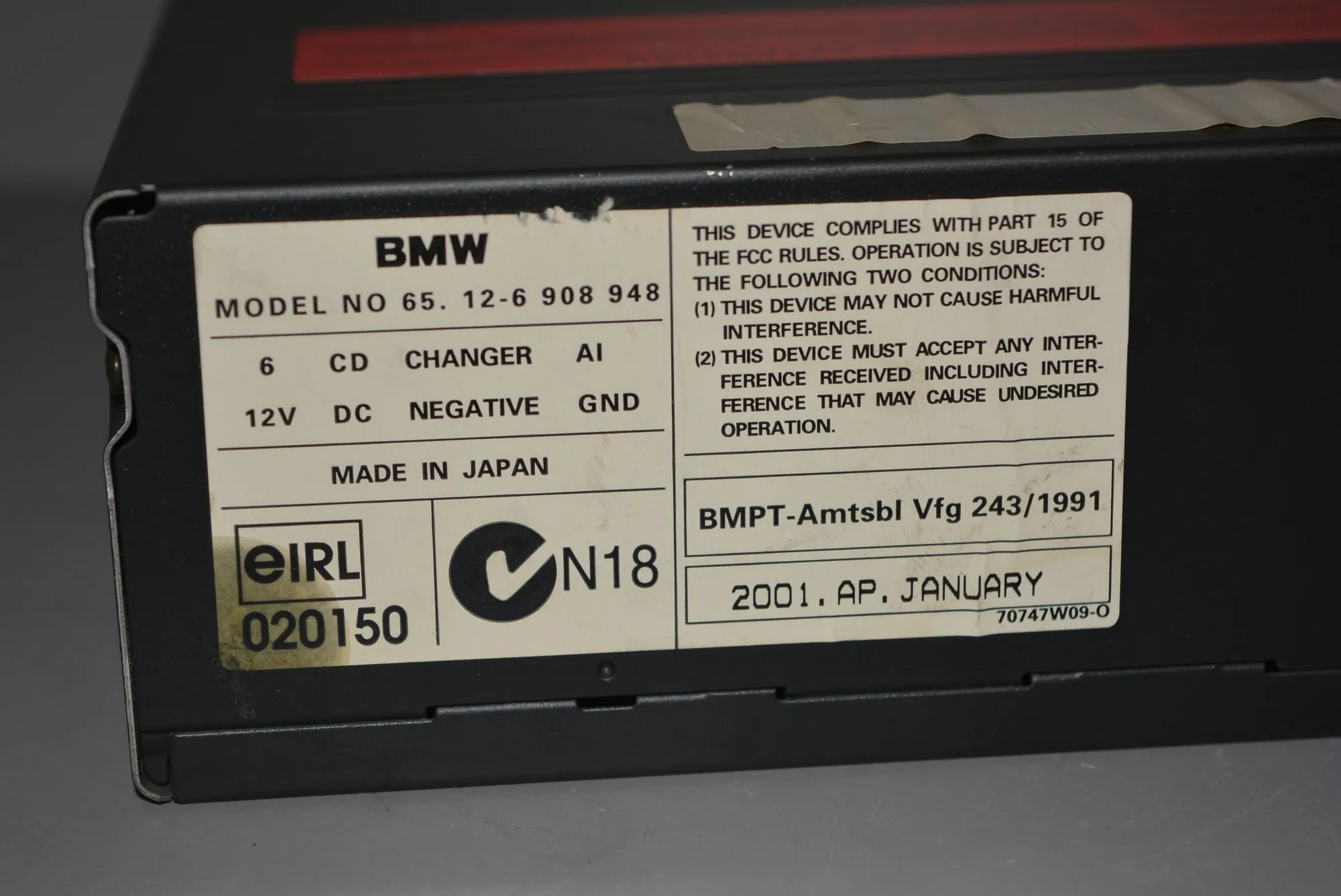 CD Changer – OEM 65126908948 · BMW 5 Touring (E39) 530 d 2001