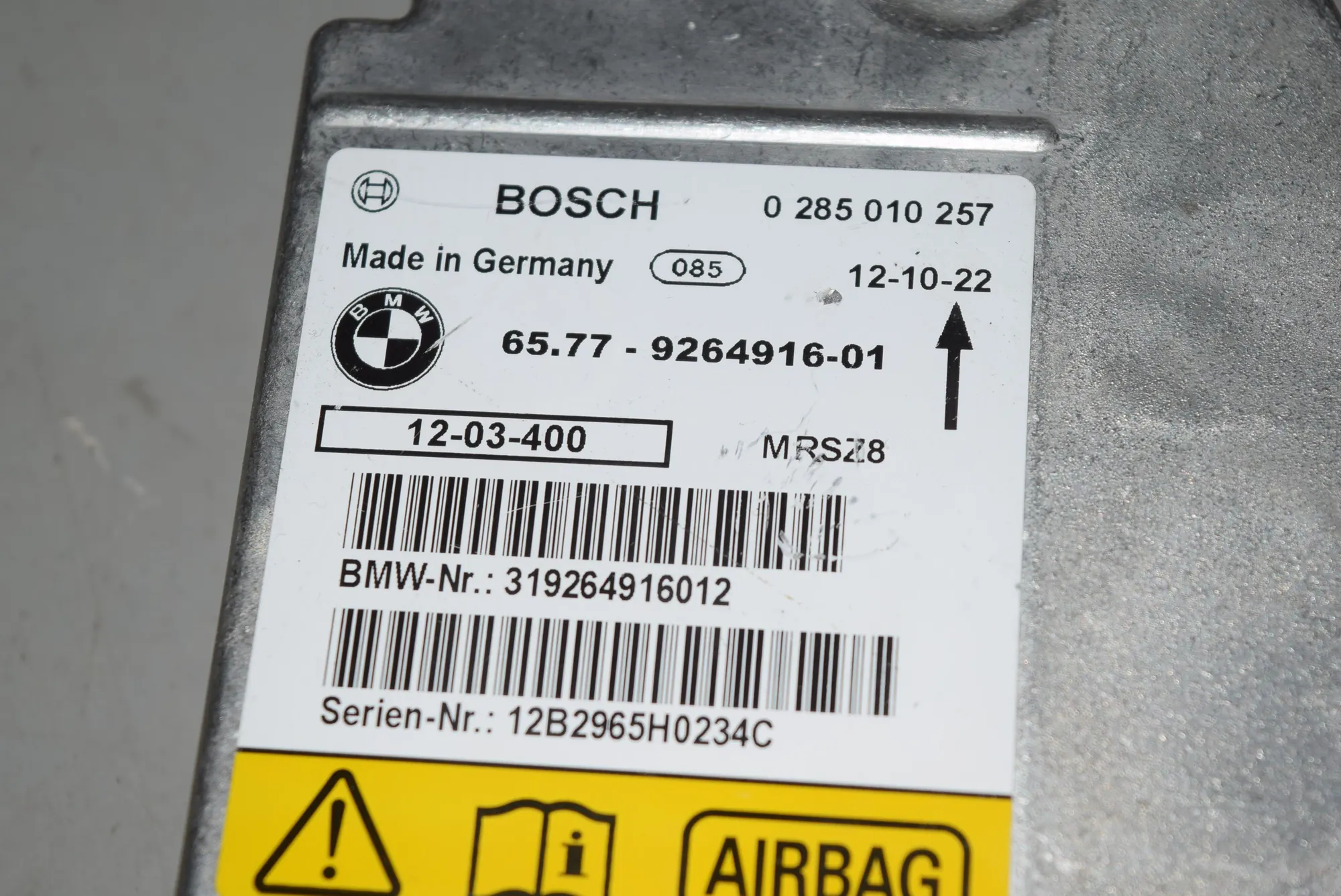 SRS Control Unit – OEM 9264916 · BMW 3 Cabrio (E93) BMW 3 Cabrio (E93) 2012 – 4