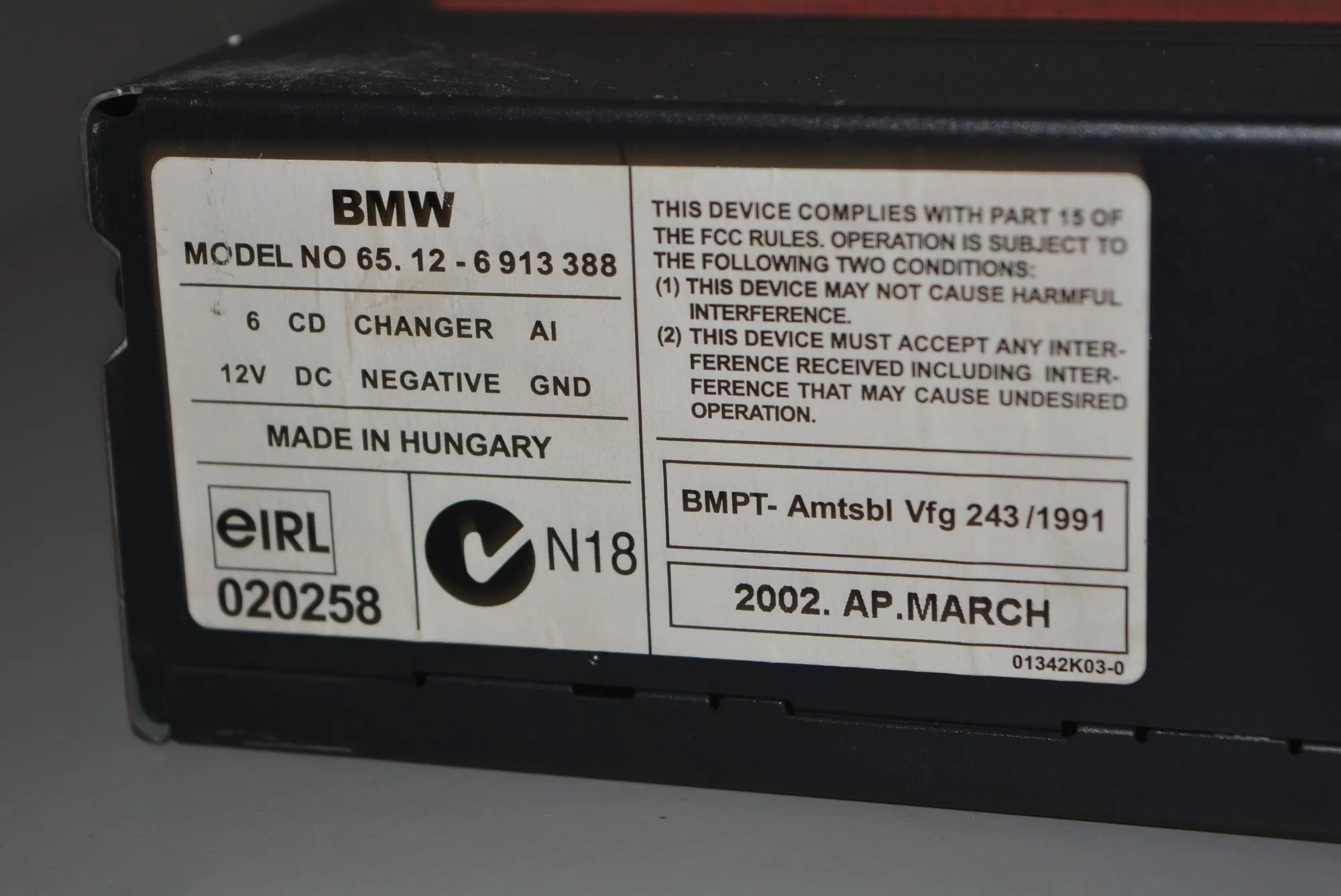 CD Changer – OEM 6913388 · BMW 5 (E39) BMW 5 (E39) 2001 – 4