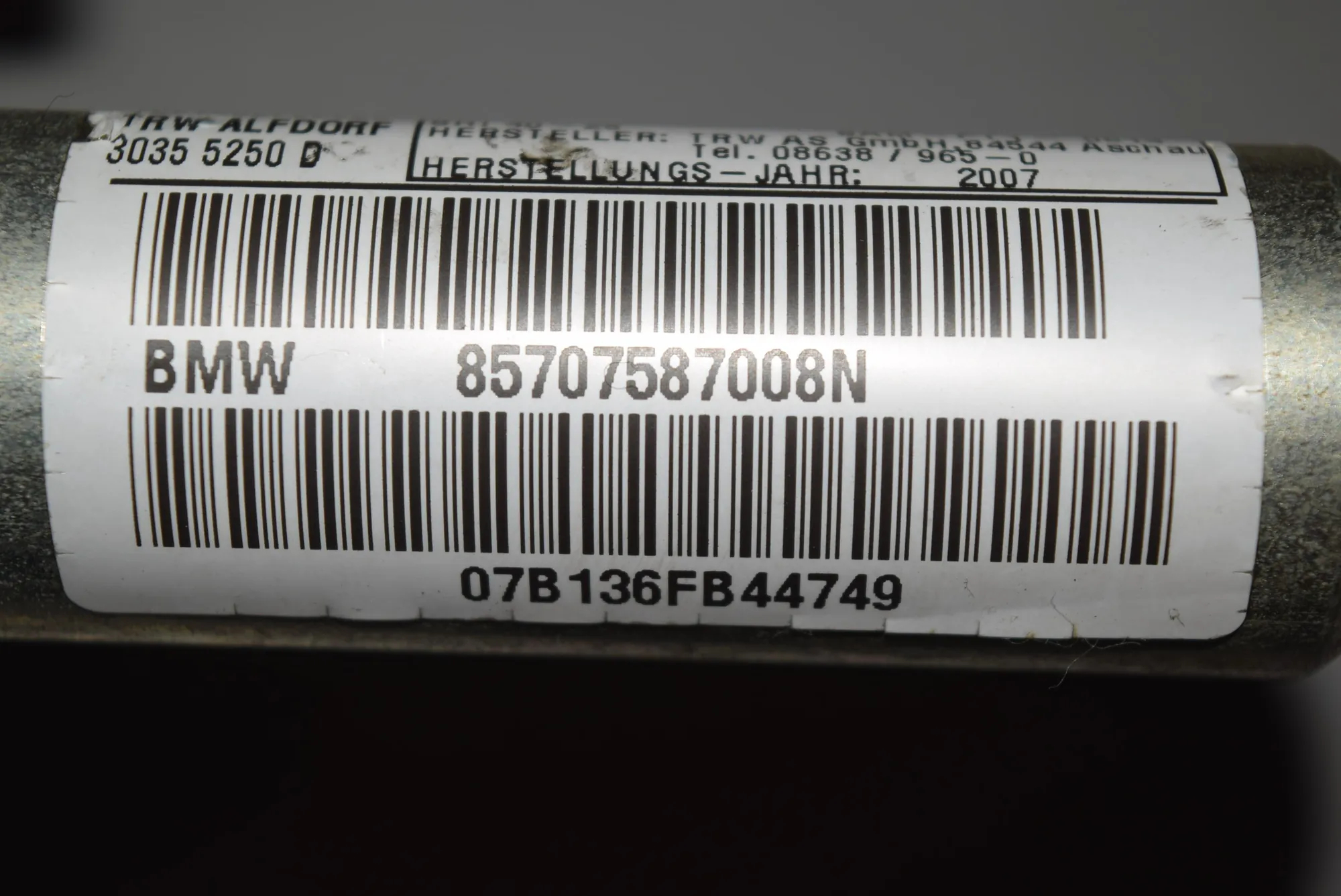 Right Side Roof Safety Curtain SRS – OEM 7075870 · BMW 1 (E87) 120 d 2007 – 2