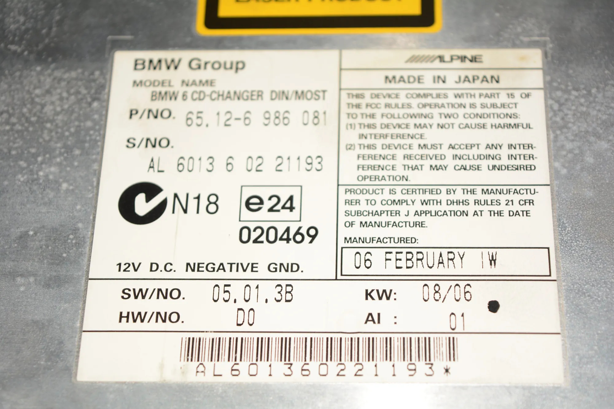 CD Changer – OEM 6986081 · BMW 5 Touring (E61) 530 d 2006 – 5