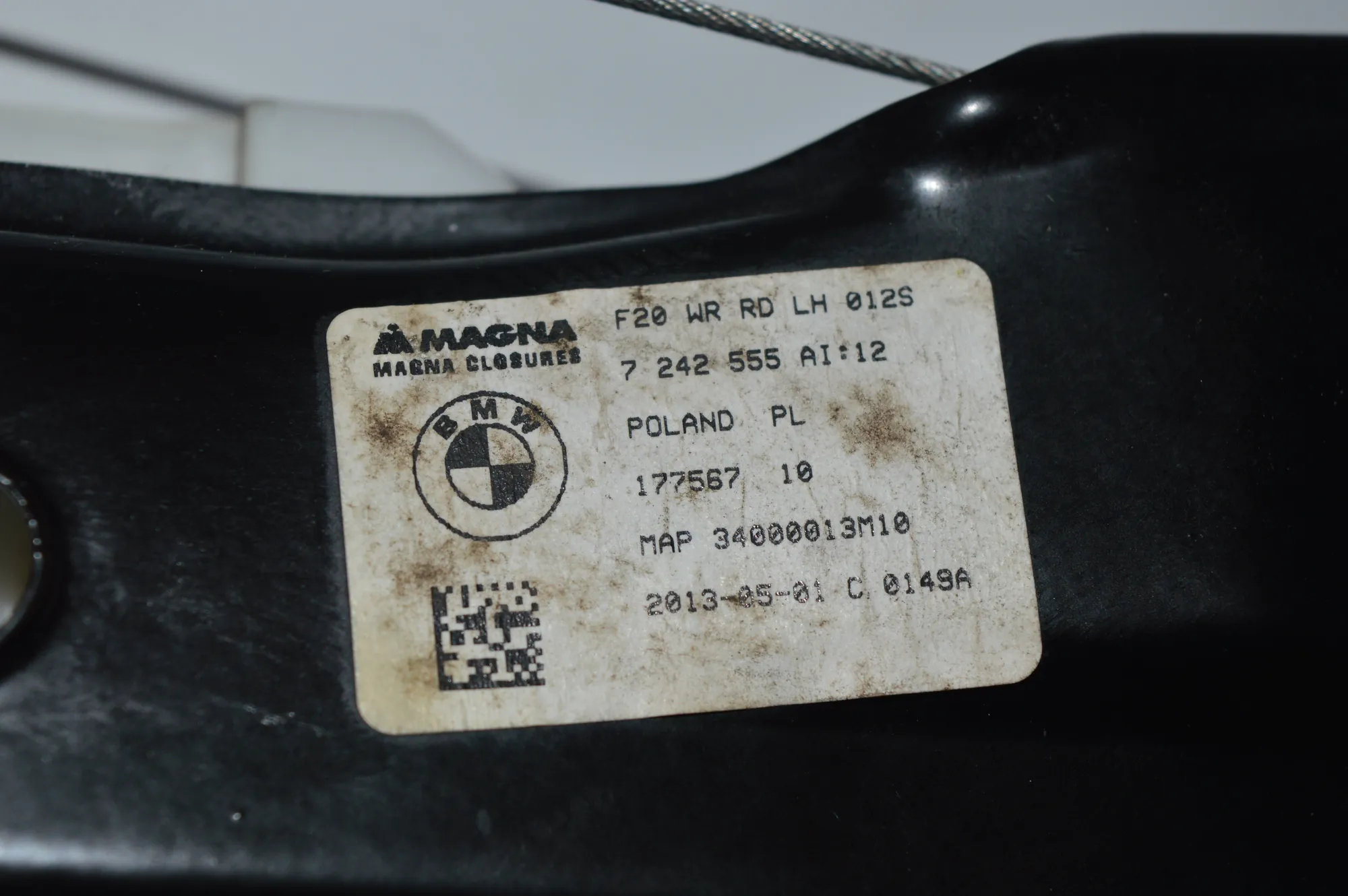 Rear Left Door Window Regulator – OEM 7242555 · BMW 1 (F20) 118 d 2013 – 4