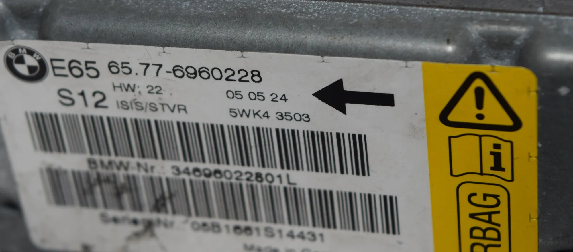 SRS Control Unit – OEM 6960228 · BMW 7 (E65, E66, E67) 730 Ld 2005 – 2