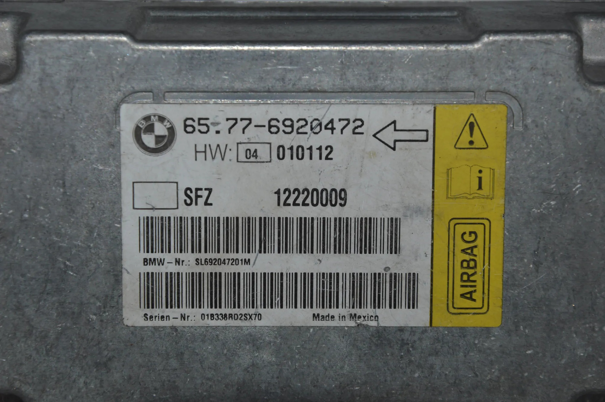 SRS Control Unit – OEM 6920472 · BMW 7 (E65, E66, E67) 730 Ld 2005 – 2