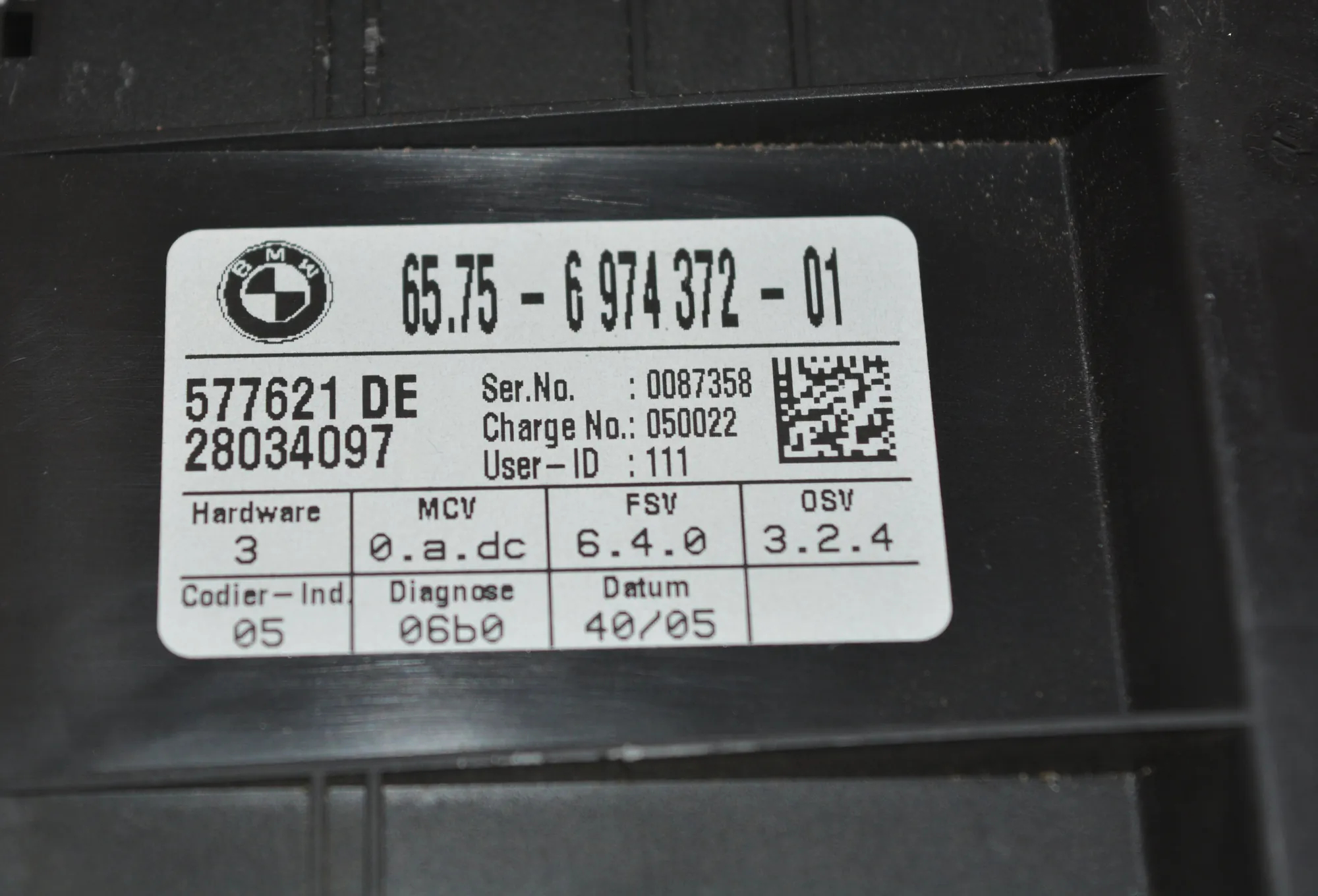 Other Control Units – OEM 6974372 · BMW 7 (E65, E66, E67) 750 i, Li 2005 – 2