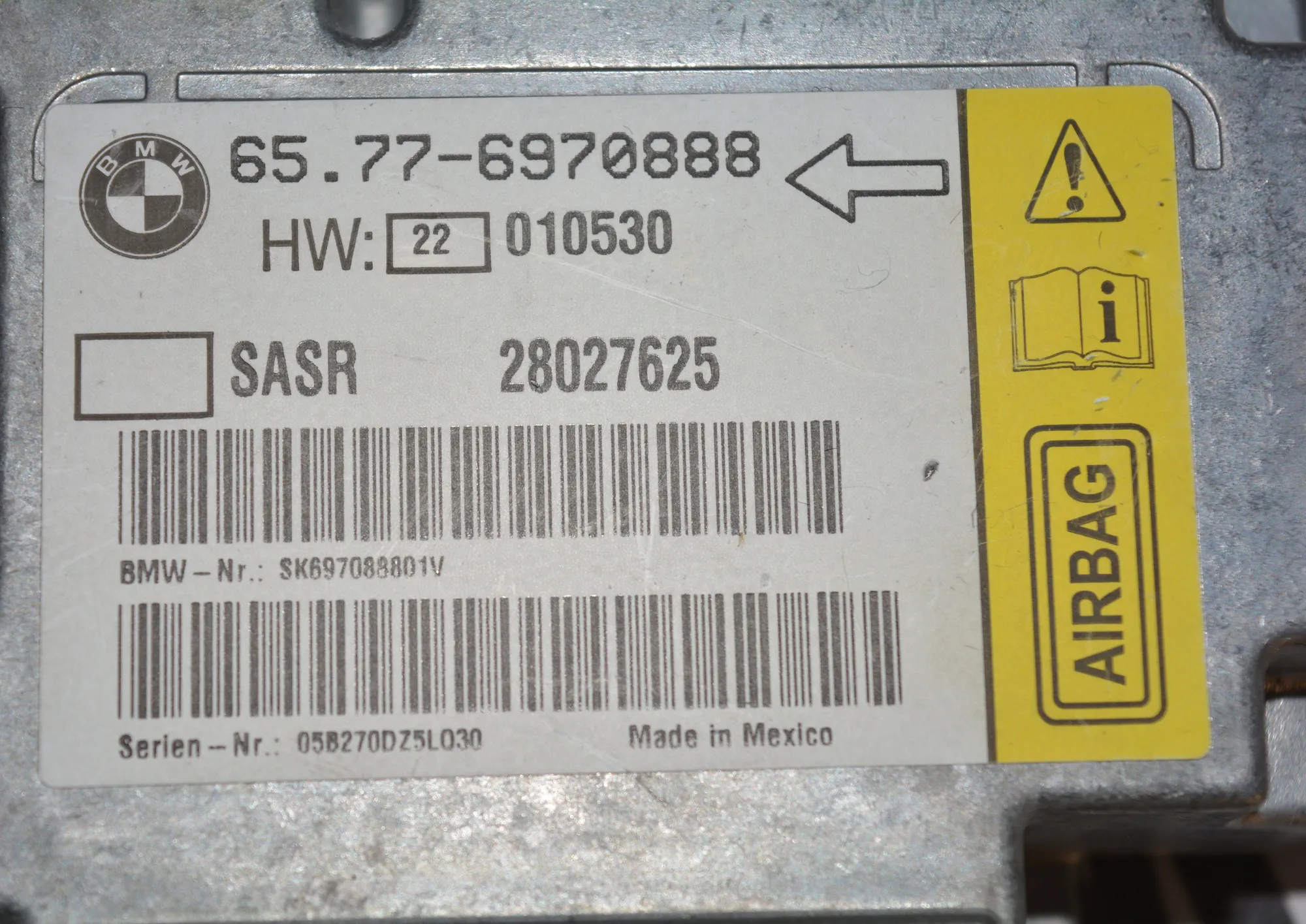 SRS Control Unit – OEM 6970888 · BMW 7 (E65, E66, E67) 750 i, Li 2005 – 2