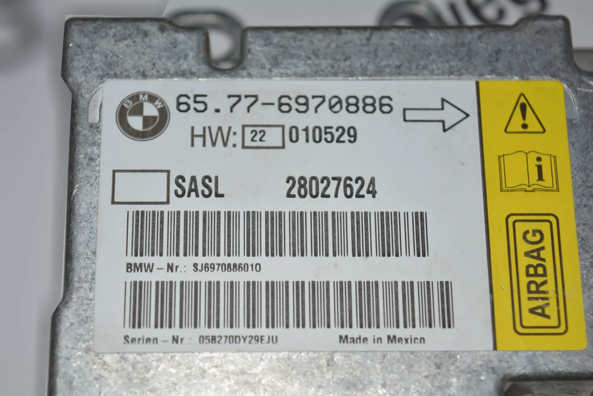SRS Control Unit – OEM 6970886 · BMW 7 (E65, E66, E67) 750 i, Li 2005 – 3