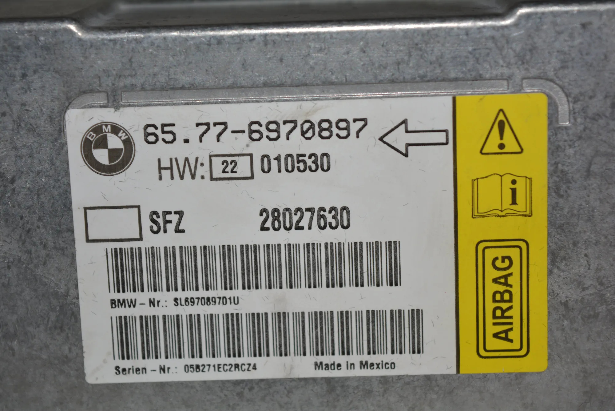 SRS Control Unit – OEM 6970897 · BMW 7 (E65, E66, E67) 750 i, Li 2005 – 3