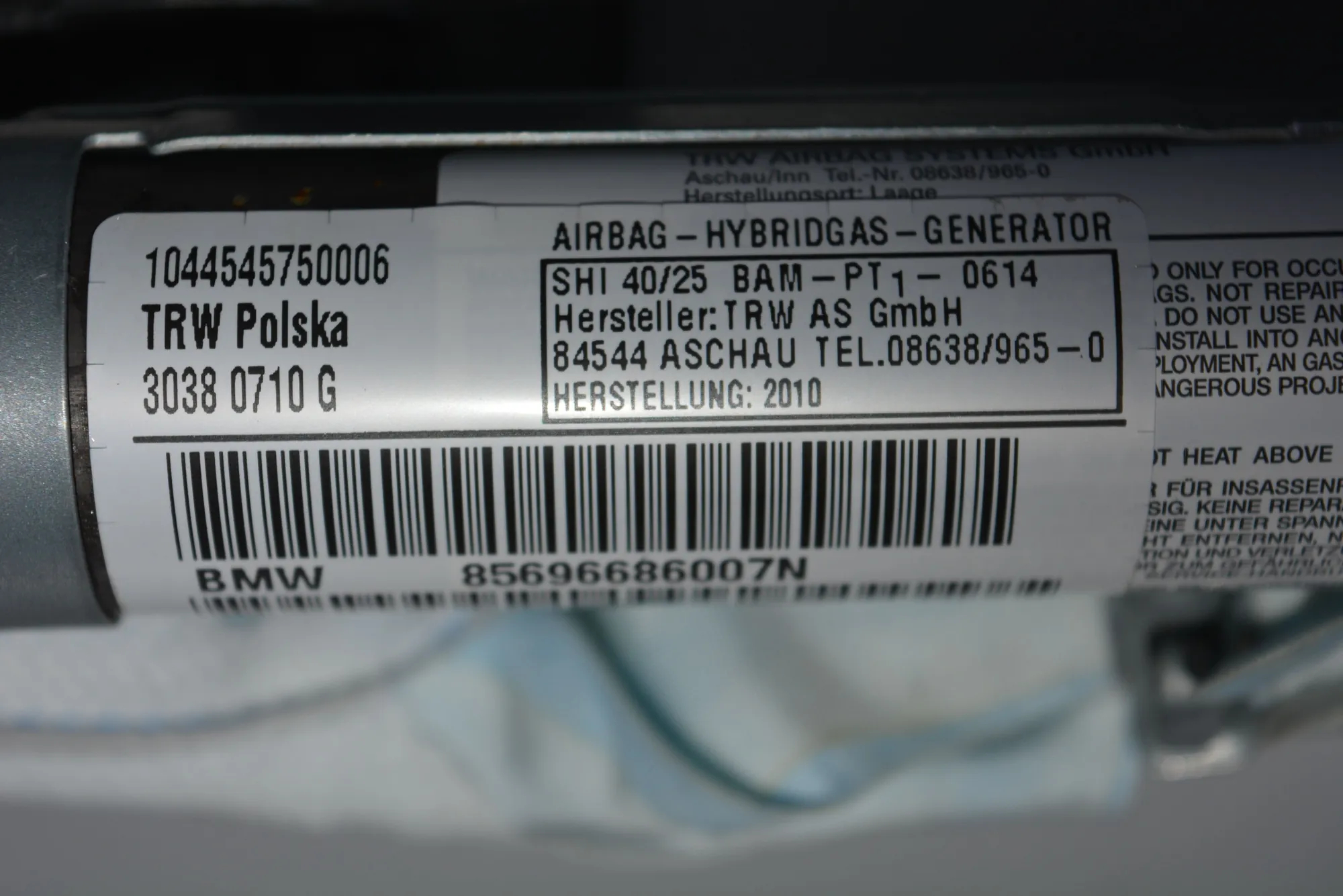 Right Side Roof Safety Curtain SRS – OEM 6966860 · BMW 3 Touring (E91) 330 d xDrive 2010 – 2